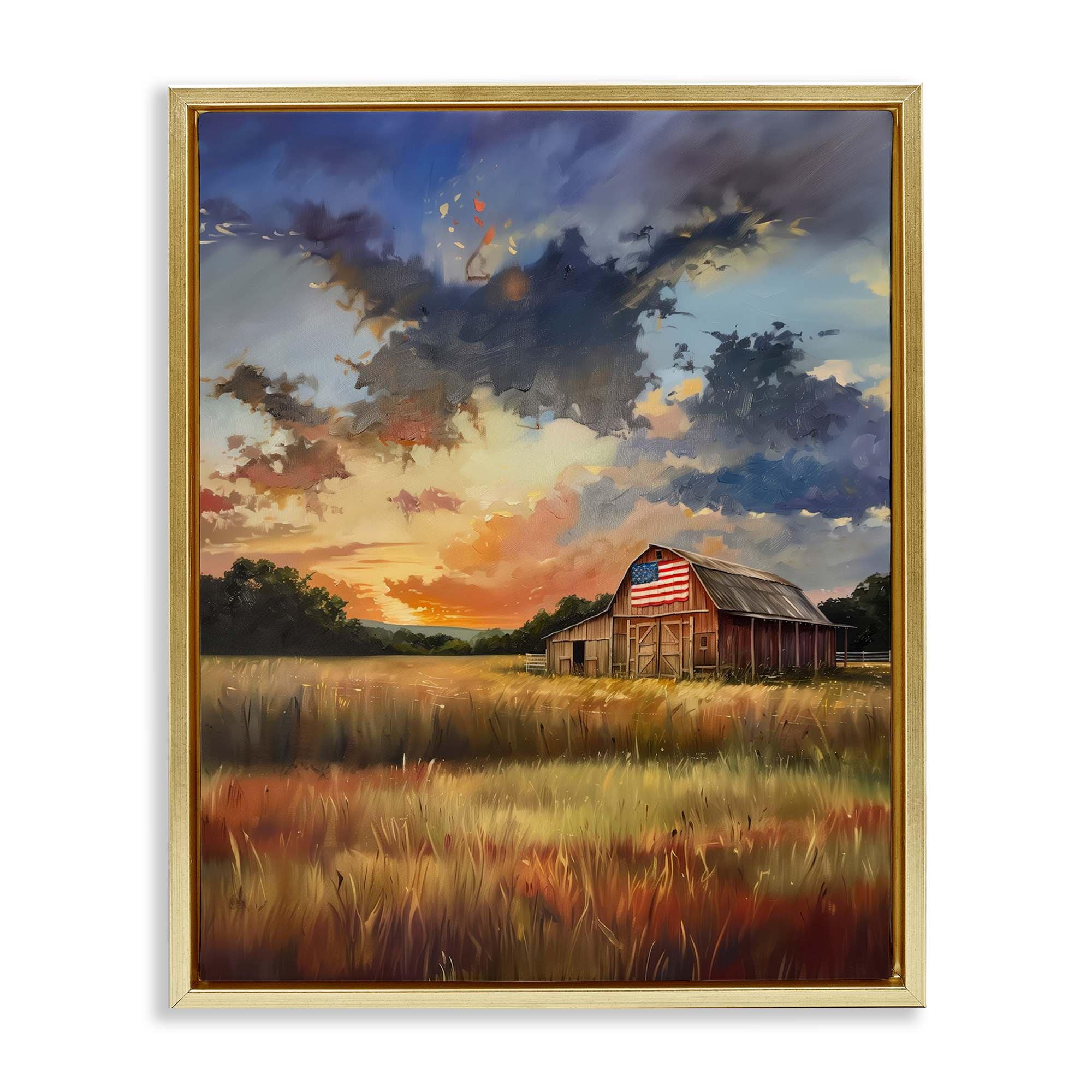 Stupell Industries BT-762-FFG-16X20 American Barn at Sunset Floating Frame design by Arlington Prints