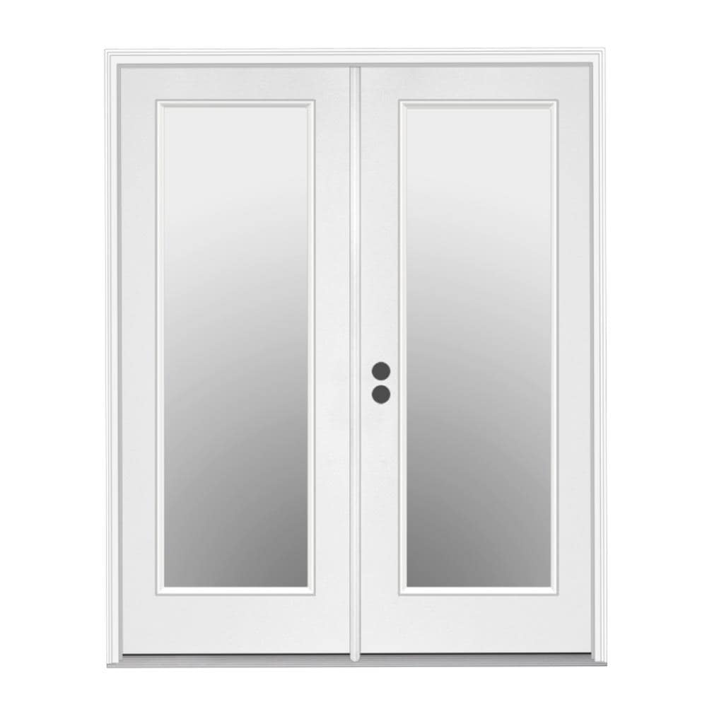 JELD-WEN 72-in x 80-in Low-e External Grilles Primed Steel French  Right-Hand Inswing Double Patio Door Brickmould Included in the Patio Doors  department at