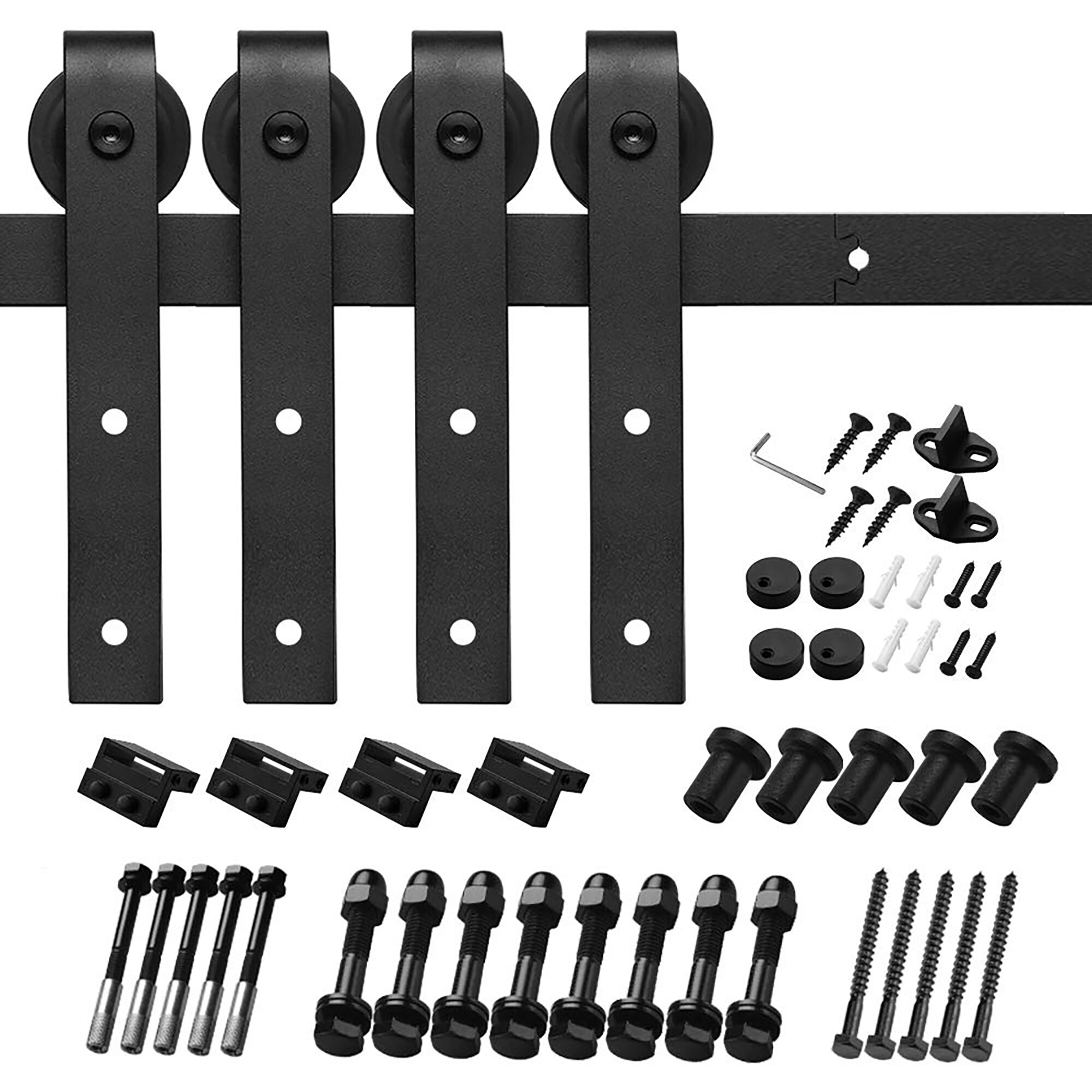 Clihome X0027F3DMT-LTC 48-in Matte Black Indoor/Outdoor J-strap Double Barn Door Hardware Kit