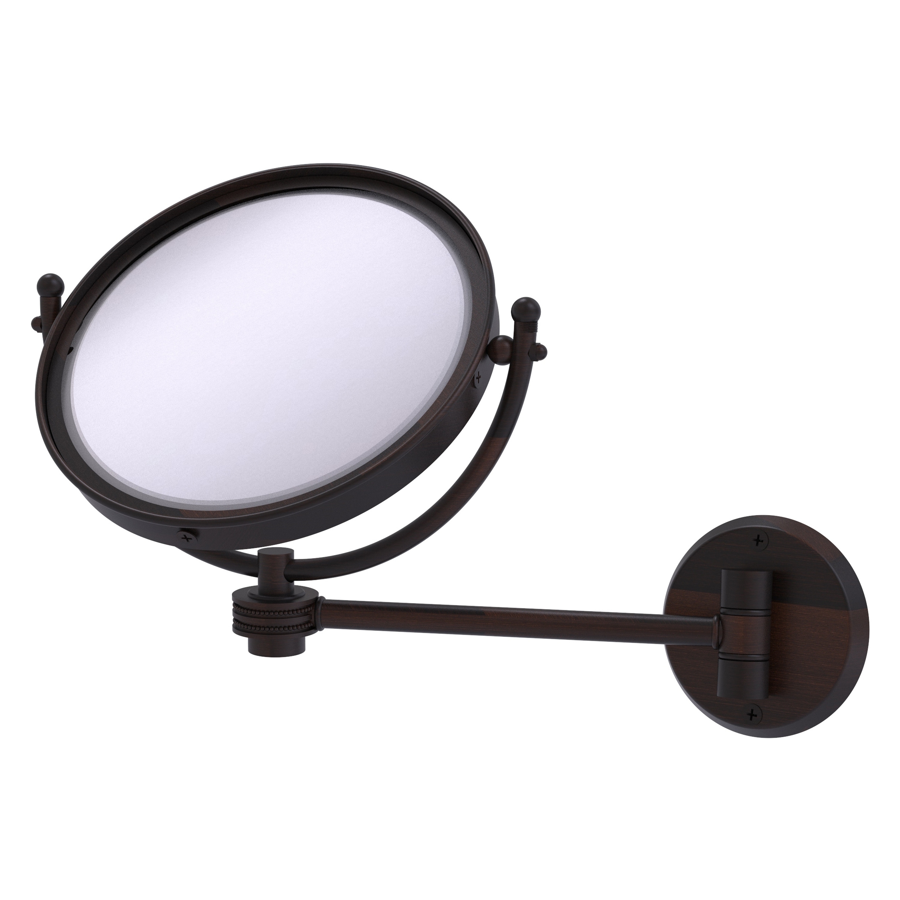 8-in x 10-in Distressed White Double-sided 3X Magnifying Wall-mounted Vanity Mirror | - Allied Brass WM-5D/3X-VB
