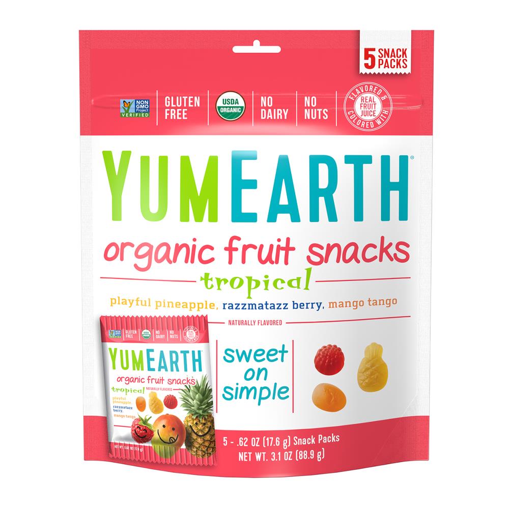 YumEarth Yum Earth Organic Tropical Fruit Snacks, 3.1 oz, 4 Pack 