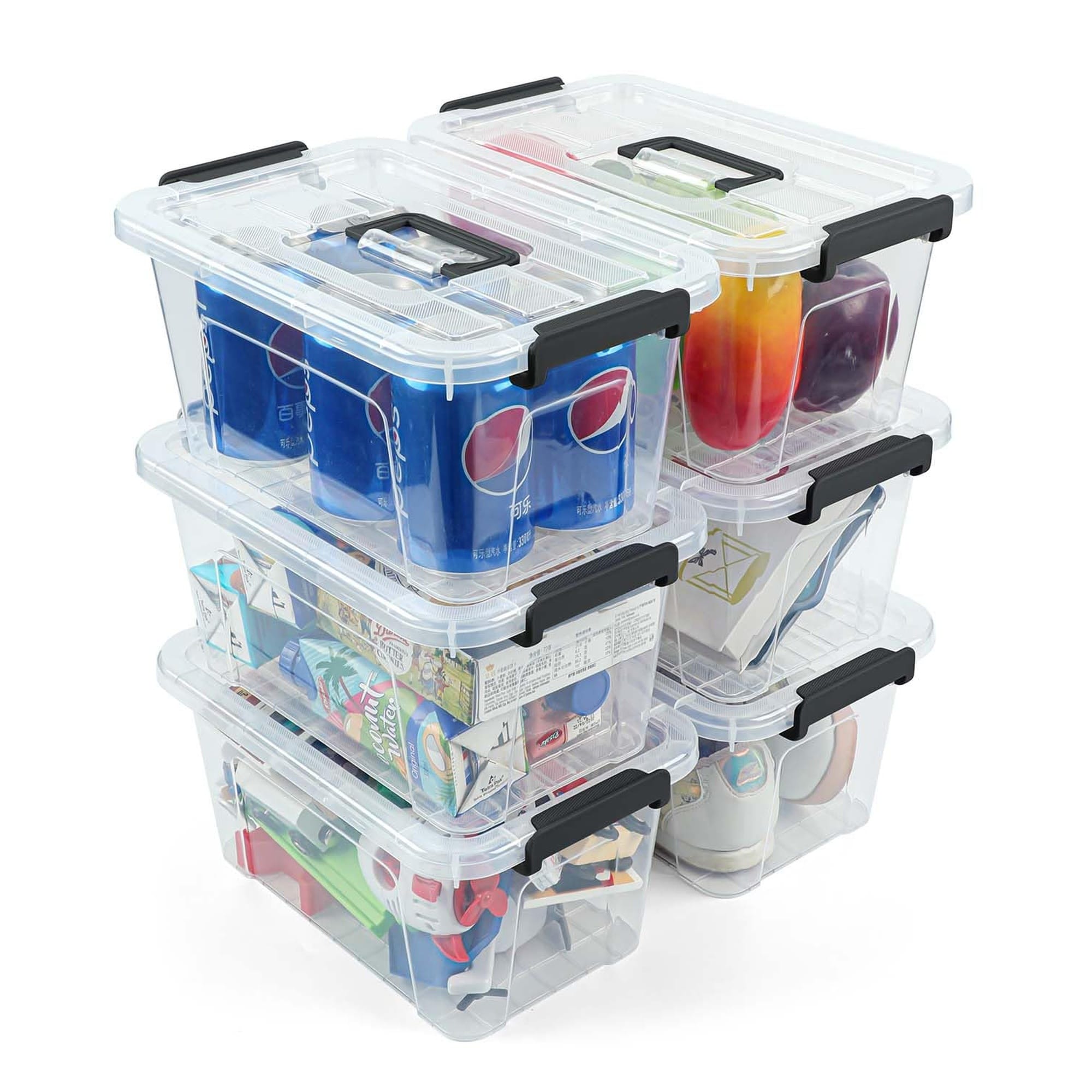 Numhew 11.6in W 6-Pack Clear Plastic Storage Bins with Lids
