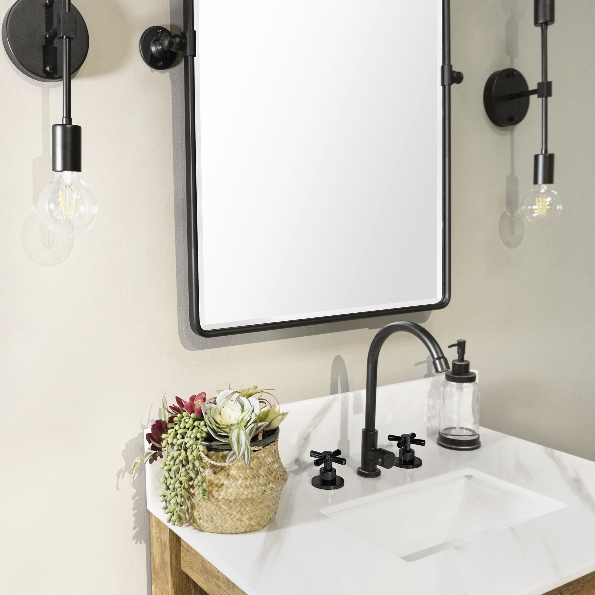 Matte Black Metal Framed Rectangular Bathroom Vanity Mirror 20 x 30