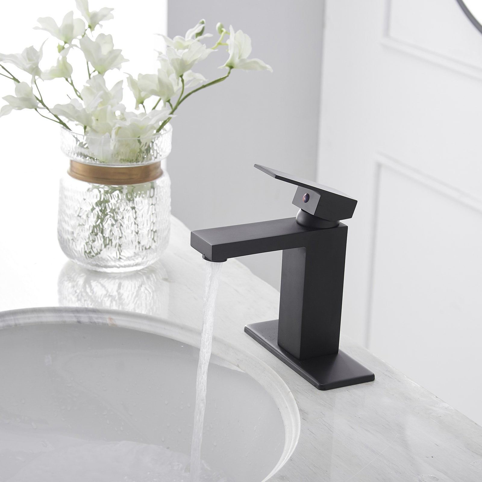 Matte Black Stainless Steel Single Handle Bathroom Faucet