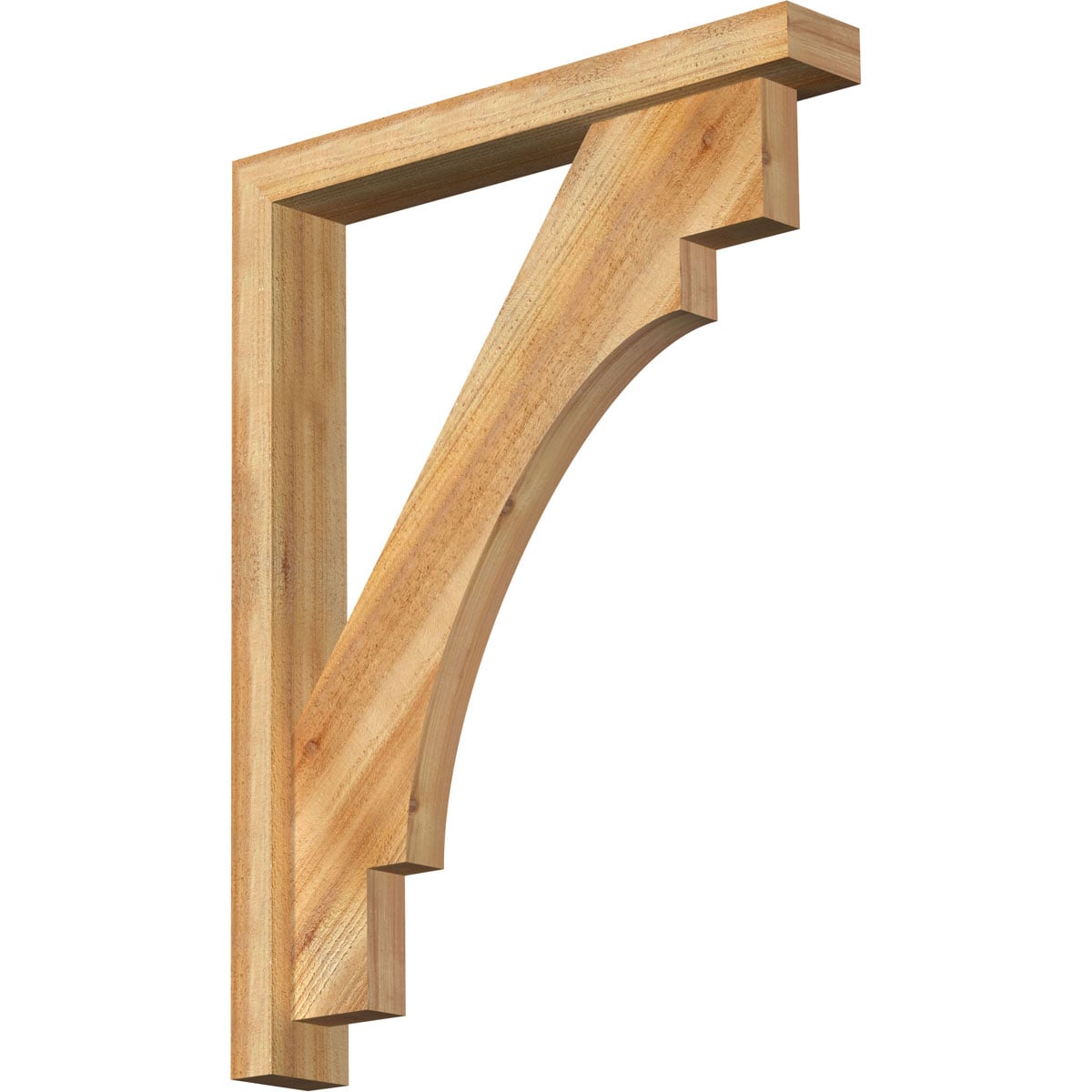 Ekena Millwork 1463028 Merced Block Rough Sawn Bracket with Offset Brace 4-in x 26-in x 34-in Western red cedar Brown Wood Standard bracket