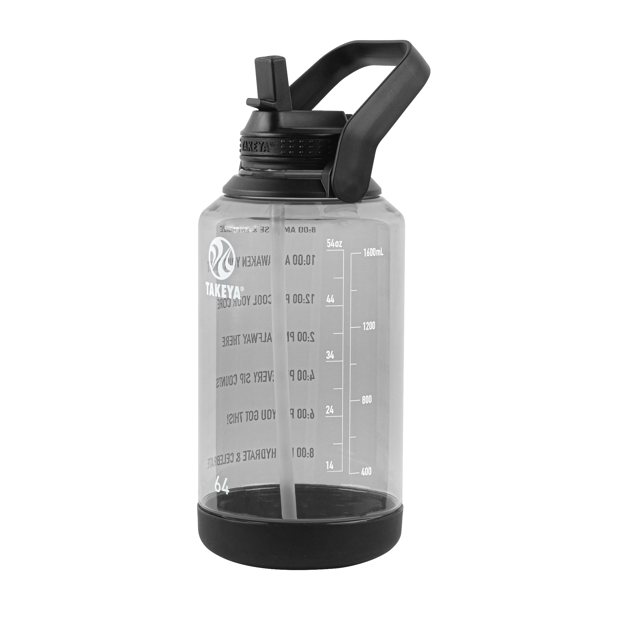 Takeya TK Tritan 64oz Straw Motivational Bottle Wide Handle Stormy Black -  BPA-Free Water Bottle in the Water Bottles & Mugs department at