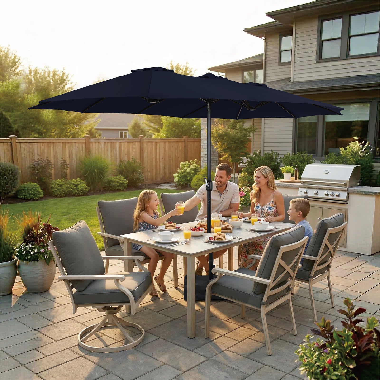 AE Outdoor UD707A-15FT-DARKBLUE Umbrellas-2 - View #6