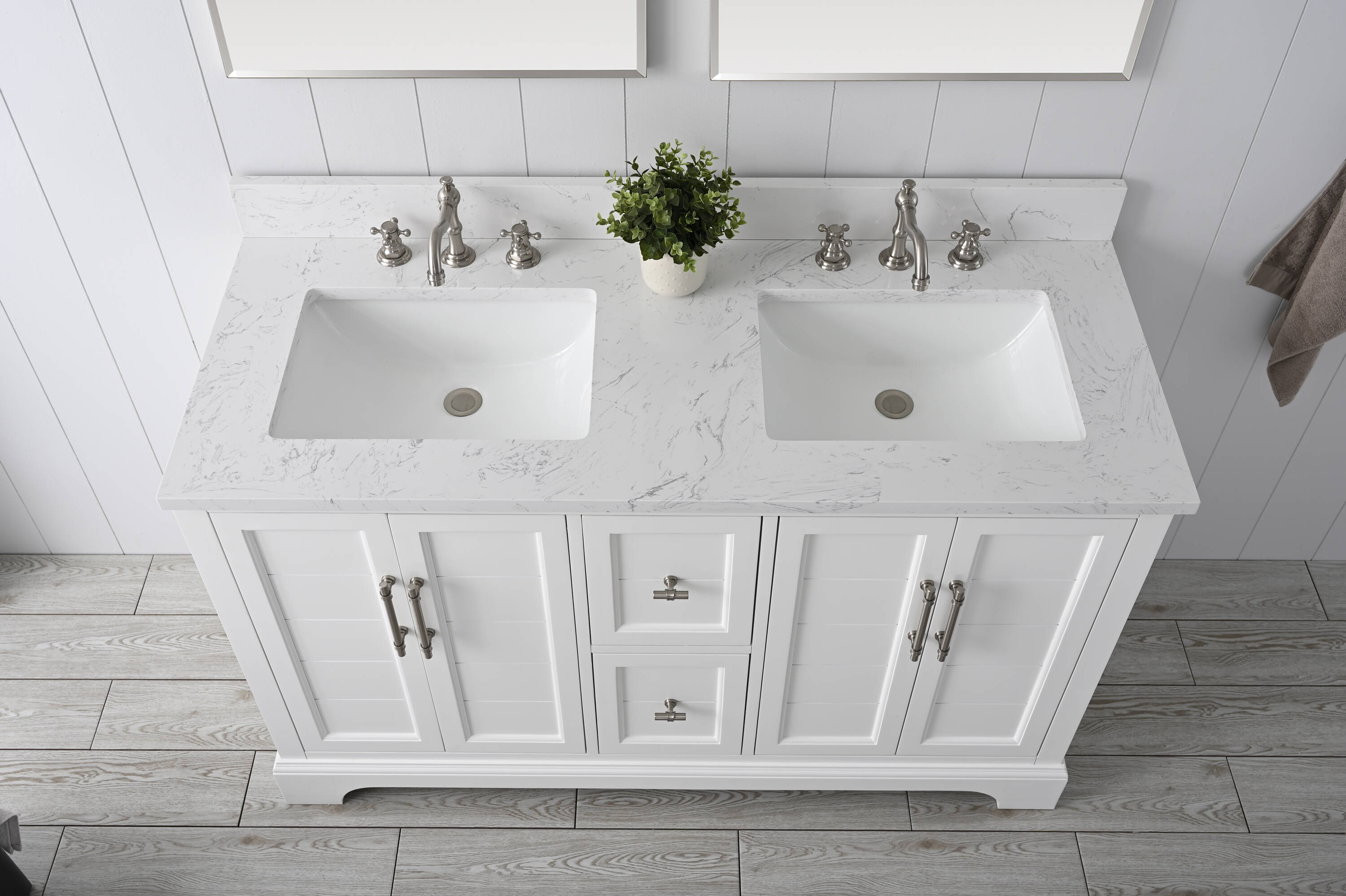 Vanity Art Chambery 54-in White Undermount Double Sink Bathroom Vanity ...