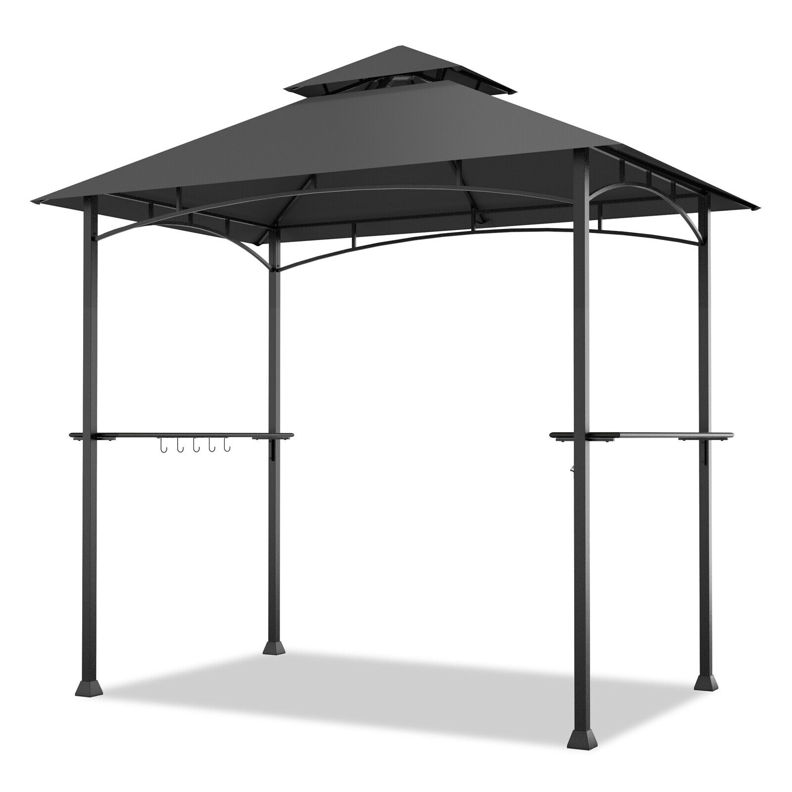 Forclover HYFAS36GR 8-ft x 5-ft Patio Barbecue Grill Canopy Gazebo Gray Grill Gazebo with Soft Top Roof