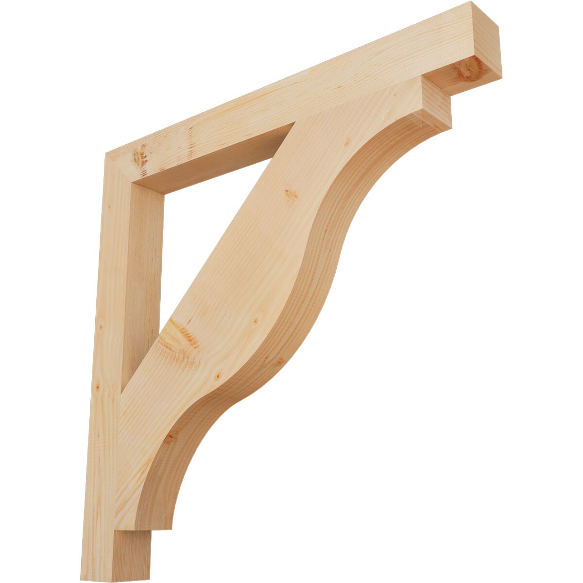 Ekena Millwork BKT04X38X38FST05SDF Funston Block Smooth 3-1/2-in x 38-in x 38-in Douglas fir Brown Wood Standard bracket