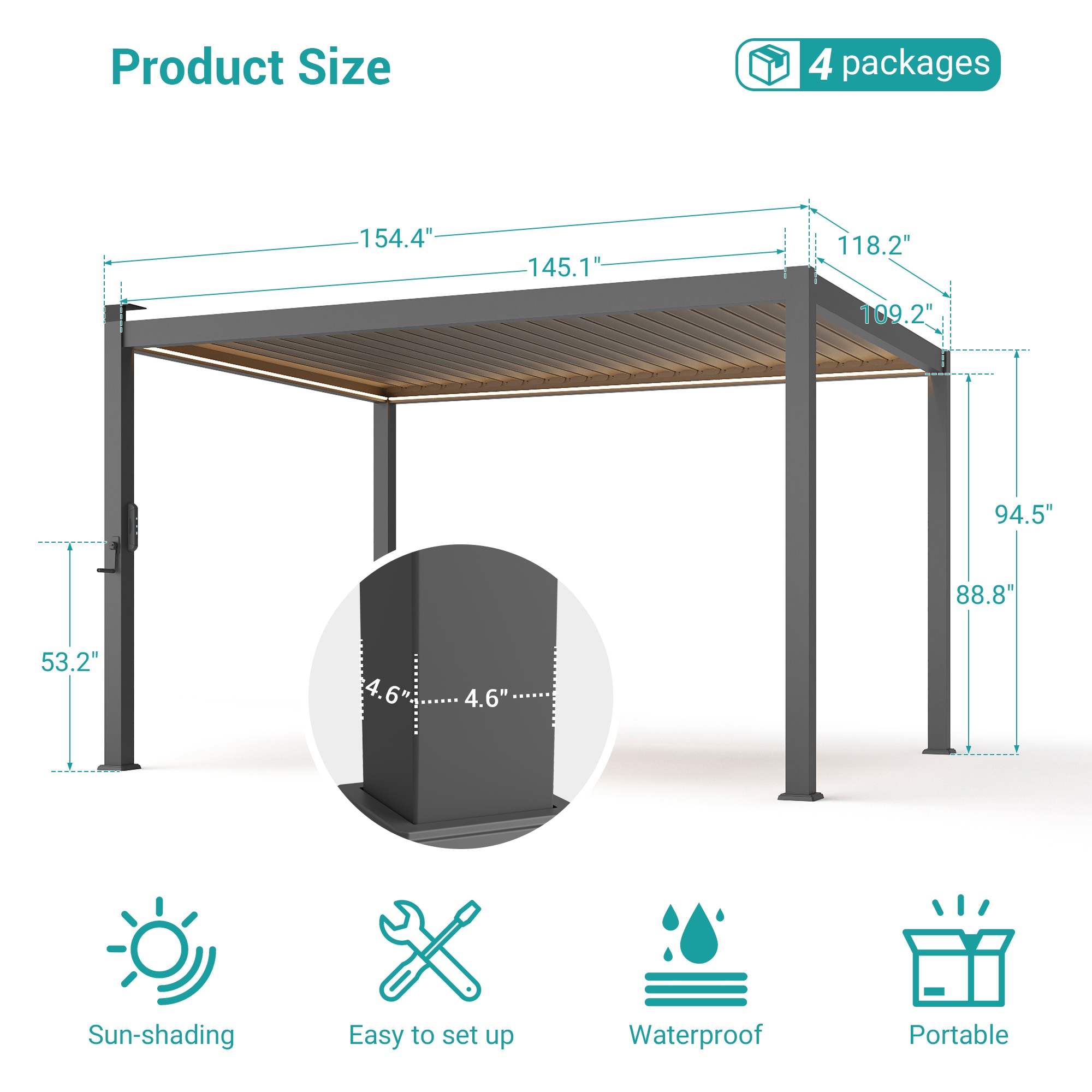 ACEGOSES LW-PLT-LED1013GY Pergolas-2 - View #3