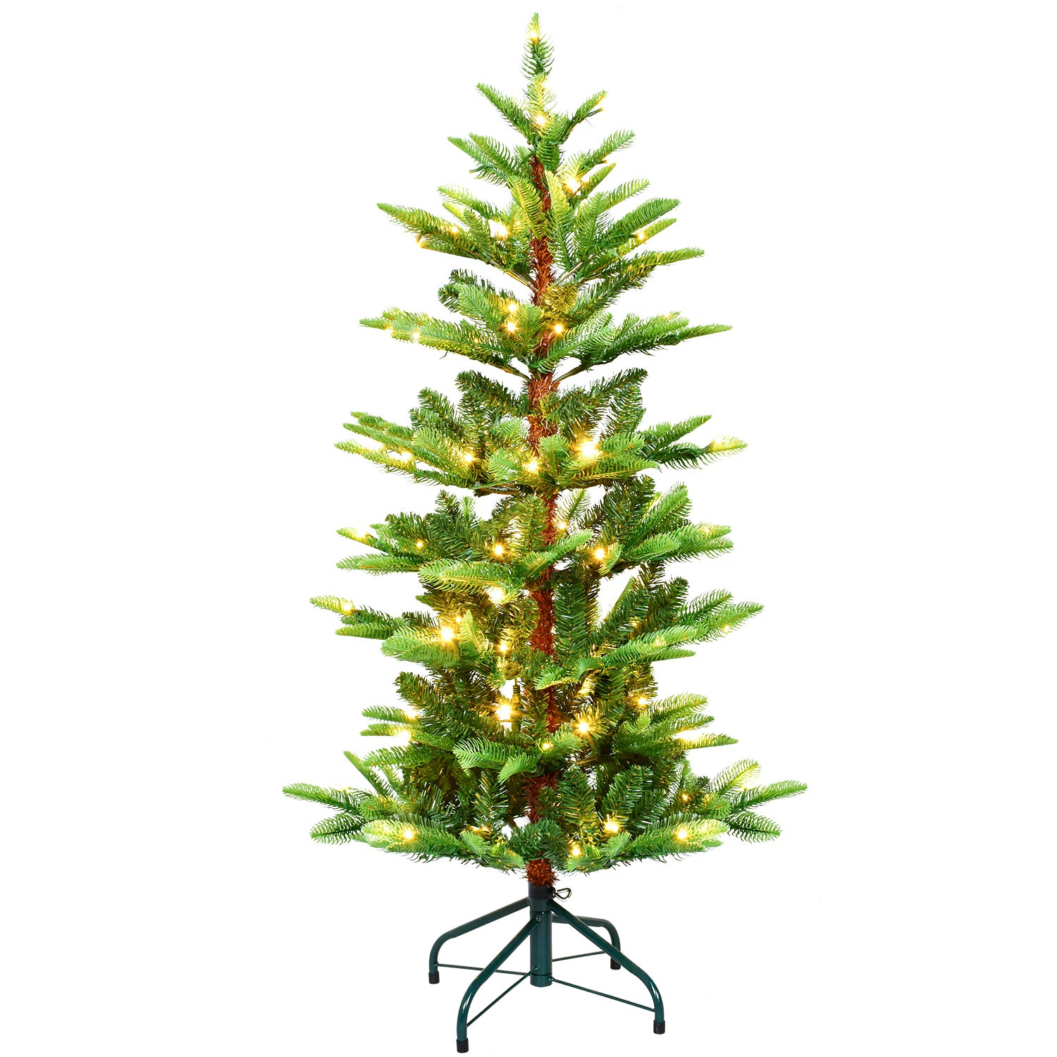 Boyel Living BL-LC38348 5 ft. Christmas Tree Pre Lit with 180 Warm White LED Lights PE PVC Hinged 502 Tips Memory Wire with Metal Stand