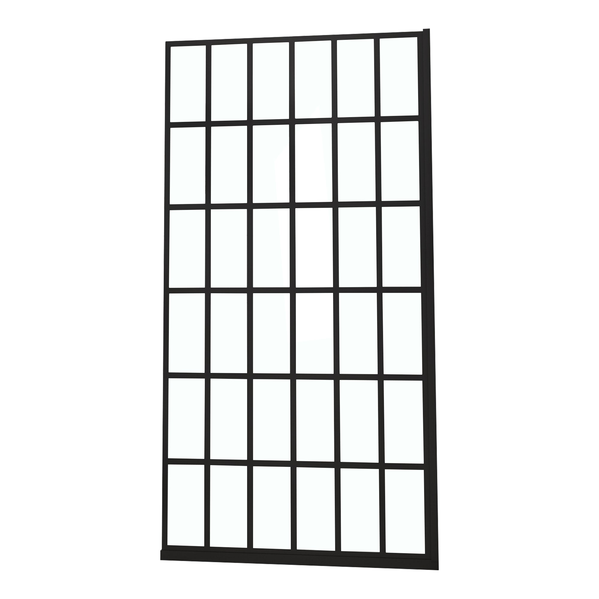 Tatayosi Shower Door 34 W x 72 H Inches Single Panel Frameless Fixed Shower Door 5/16 in (8mm) Open Entry Design in Matte Black