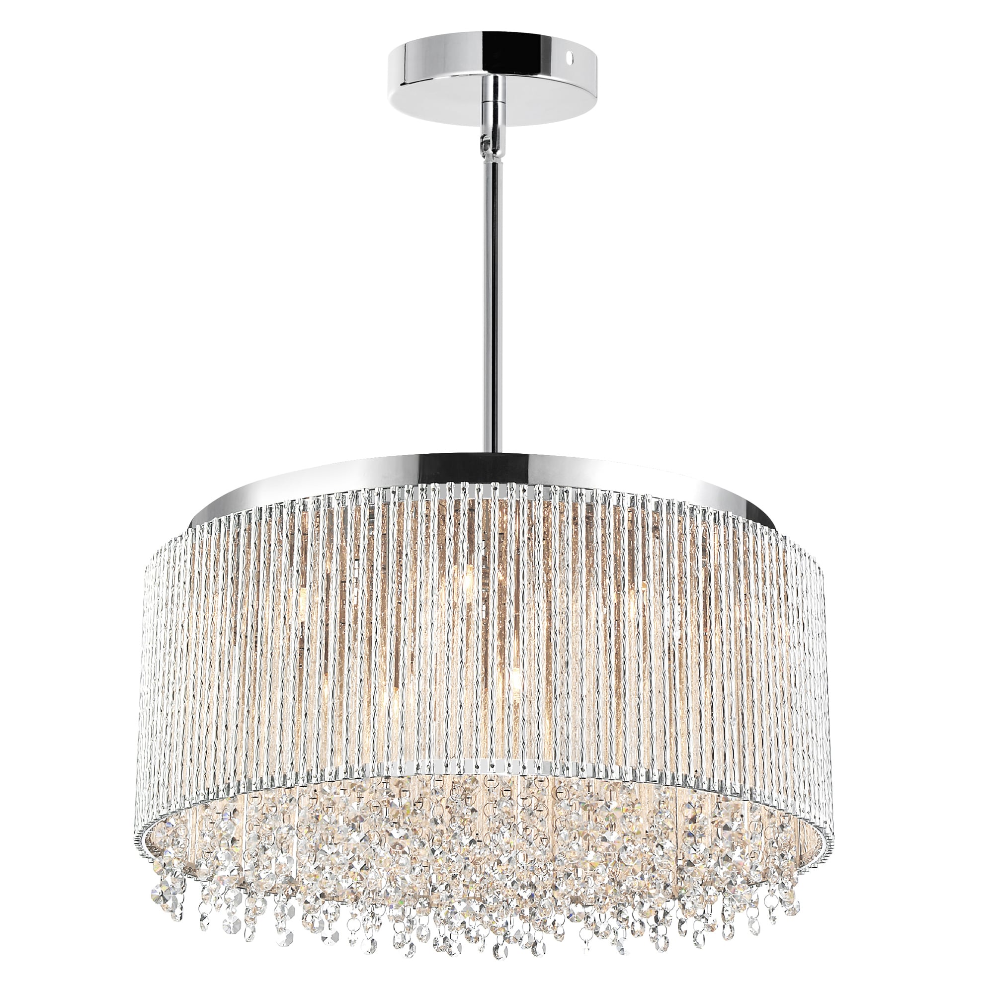 Claire 24" Chrome Drum Shade Chandelier with Crystal Accents