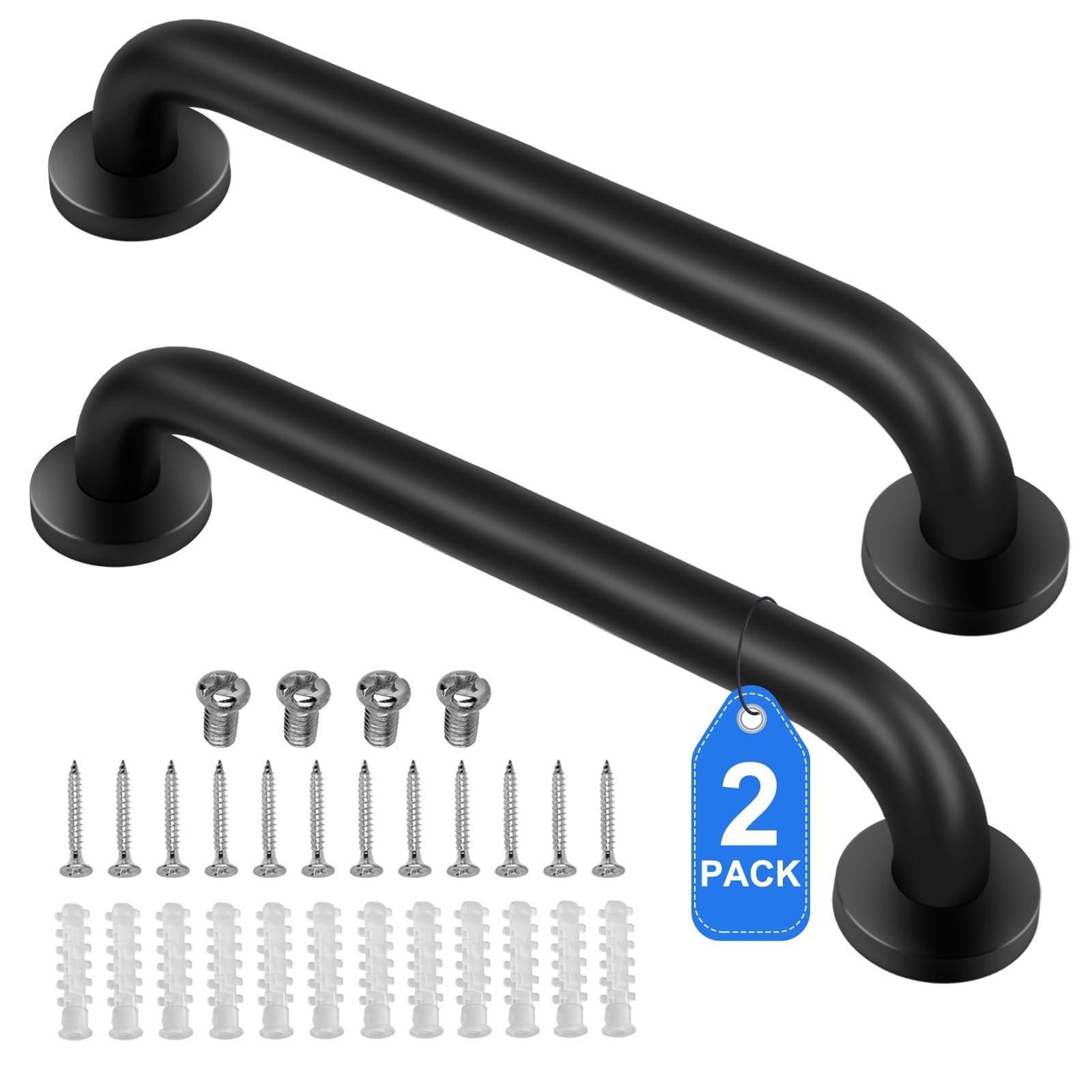Etokfoks  2PCS 18 Inch 304 Stainless Steel Shower Grab Bar Bathroom Grab Bar Shower Handle Bath Handle for Elderly Handicap Safety