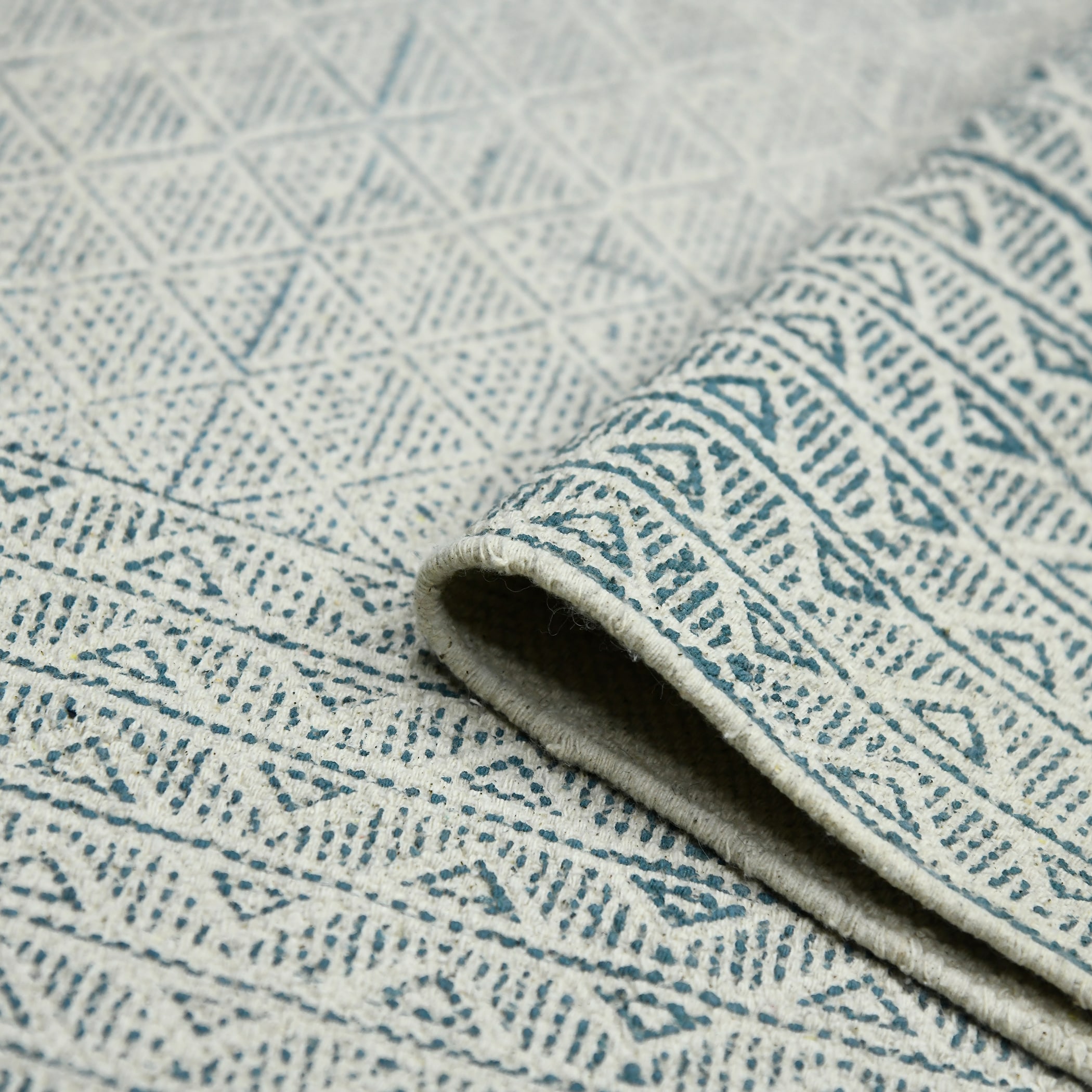 Dune Estra Blue Geometric Cotton Flatweave Rug