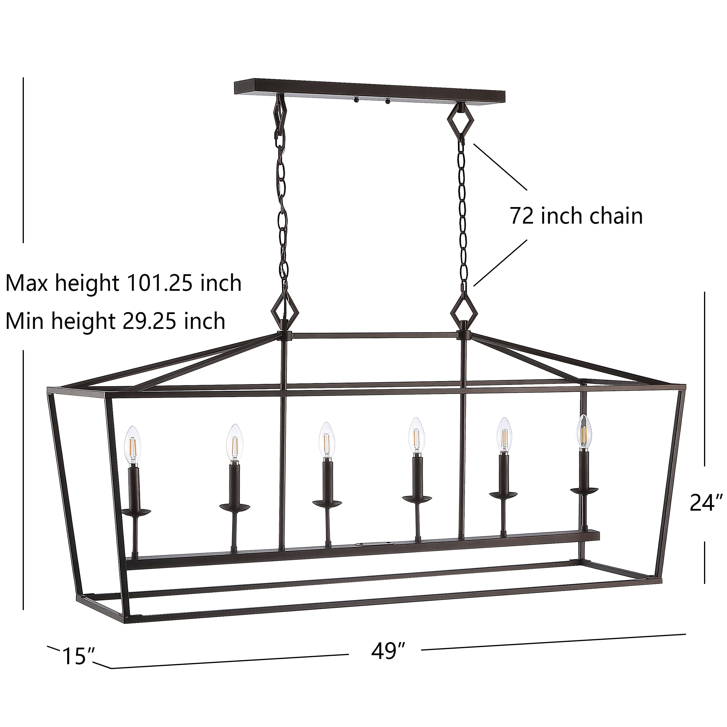 Contemporary Prener 6-Light Industrial Pendant in Oil-Rubbed Bronze Black