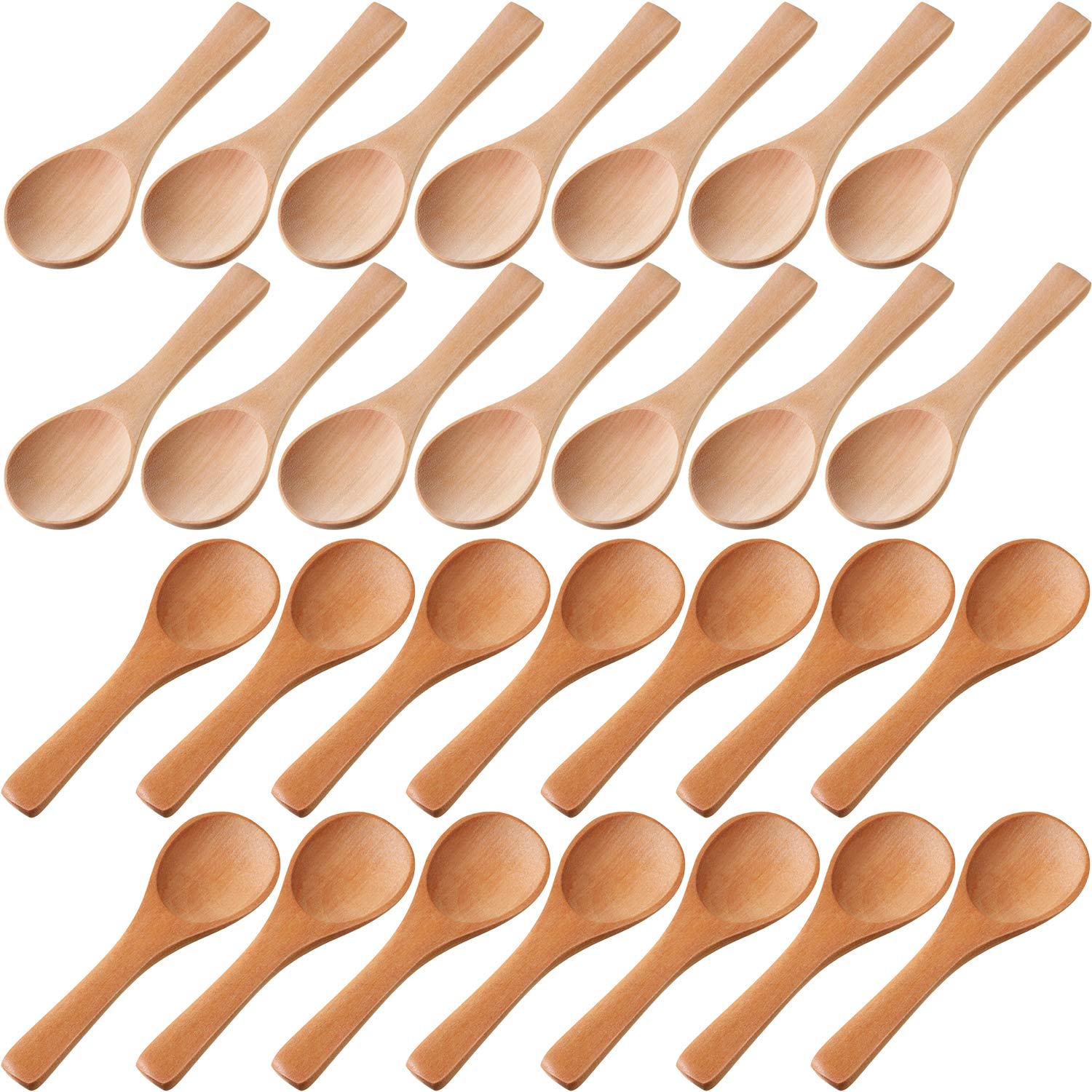Aoibox  30 Pcs Small Wooden Spoons 3 5 in Mini Wood Spoons for Jars and Condiments Teaspoons for Kitchen use