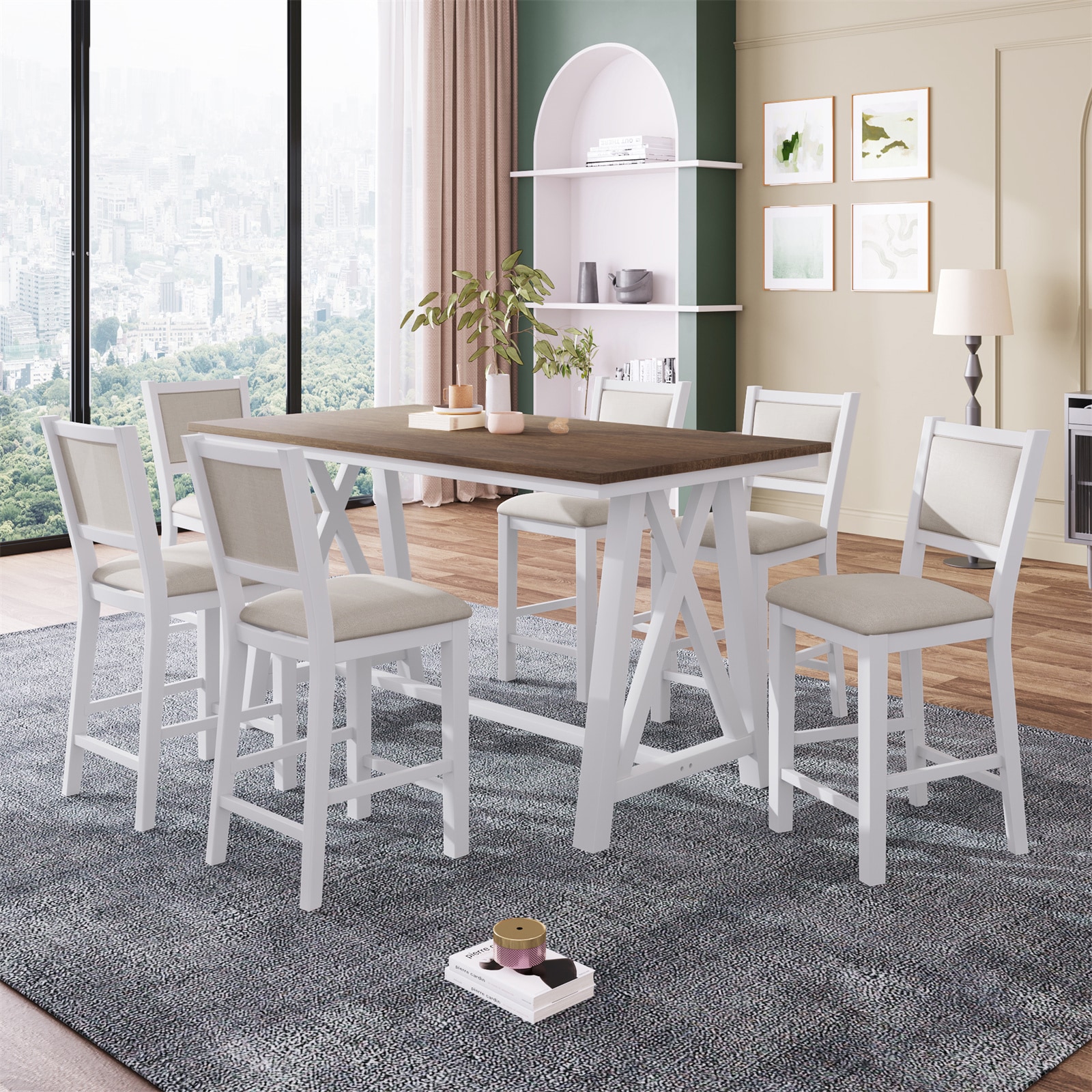BESTCOSTY SP000LJW005AAK-ZY White Contemporary/Modern Dining Room Set with Rectangular Table ( Seats 250 )