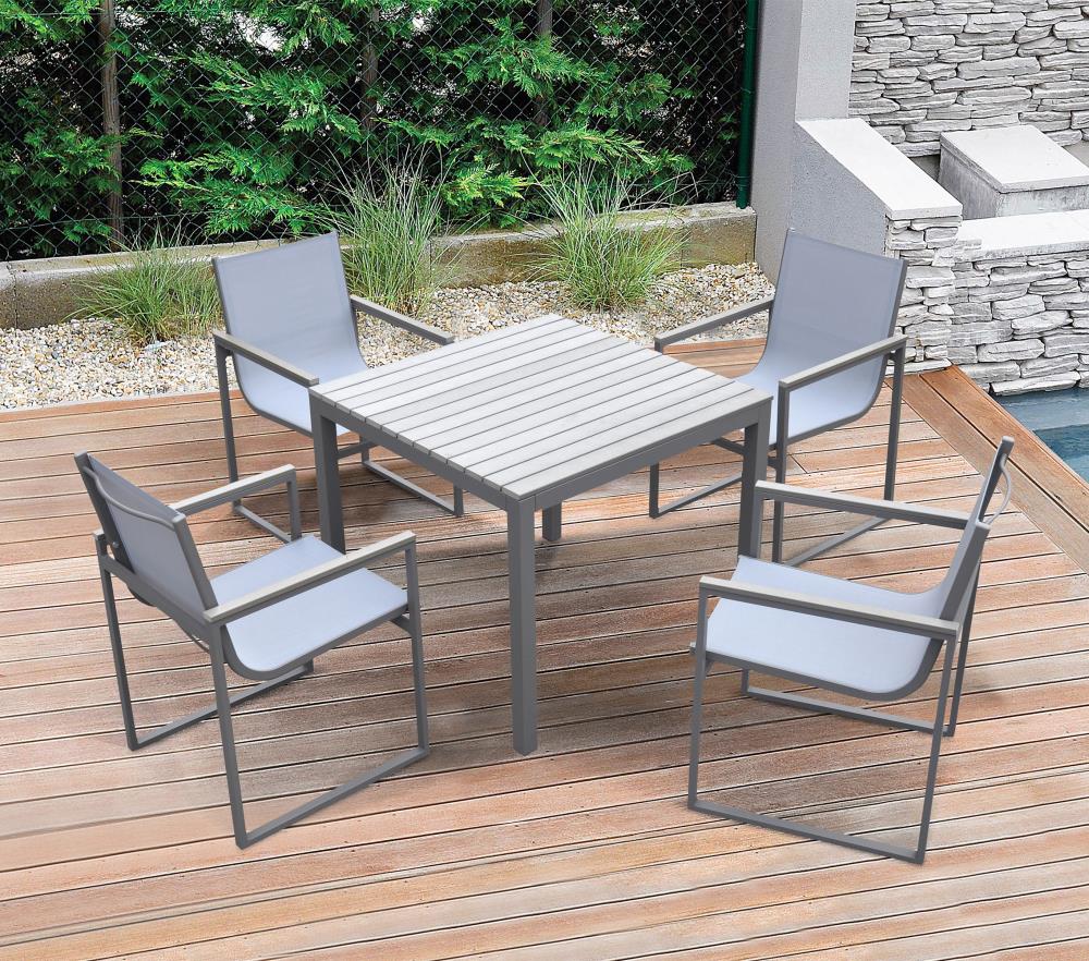 Gray Aluminum Outdoor Dining Chairs with Cushions - Set of 2