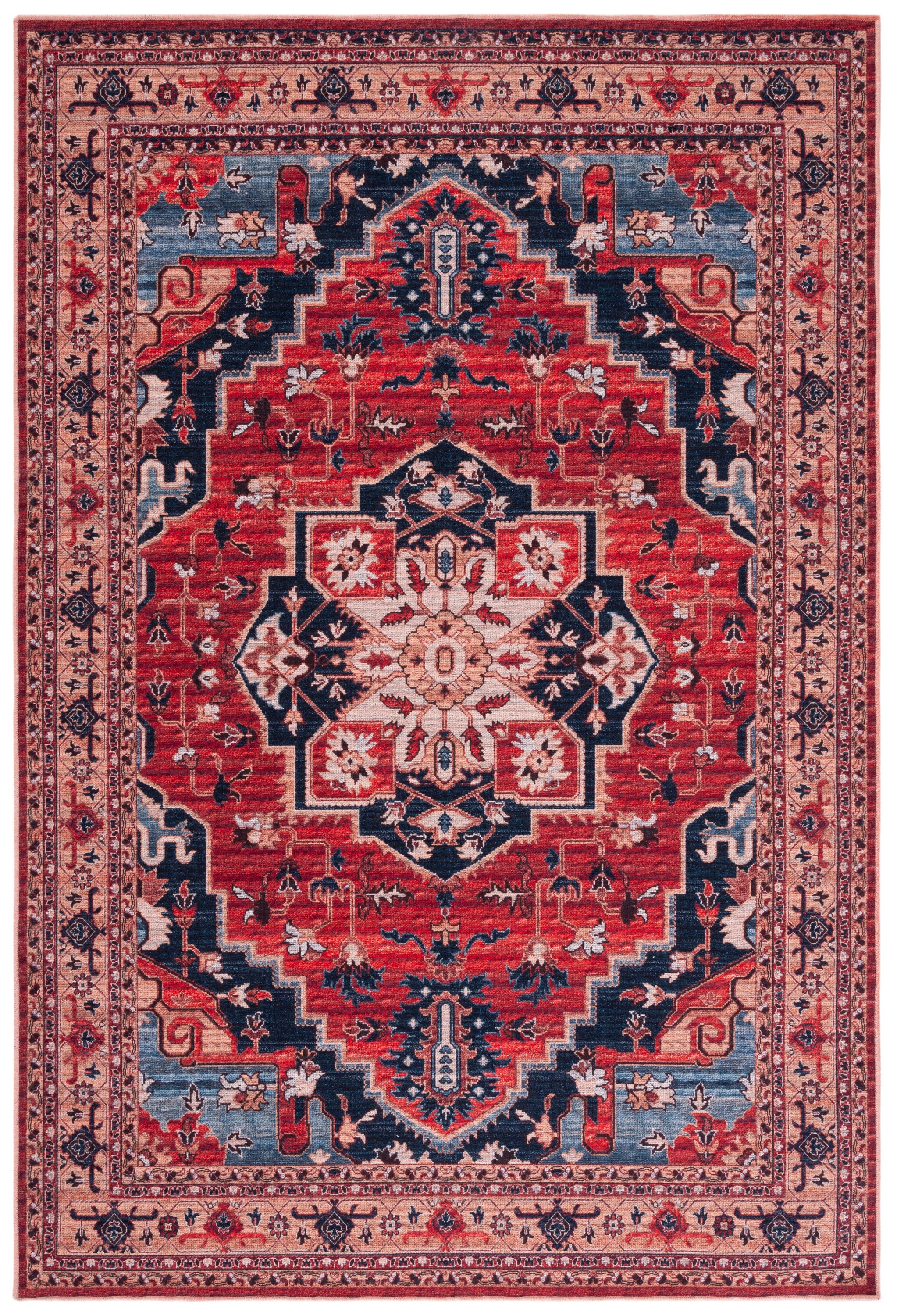 Serapi Elegance Red and Beige 9' x 12' Hand-Knotted Washable Rug