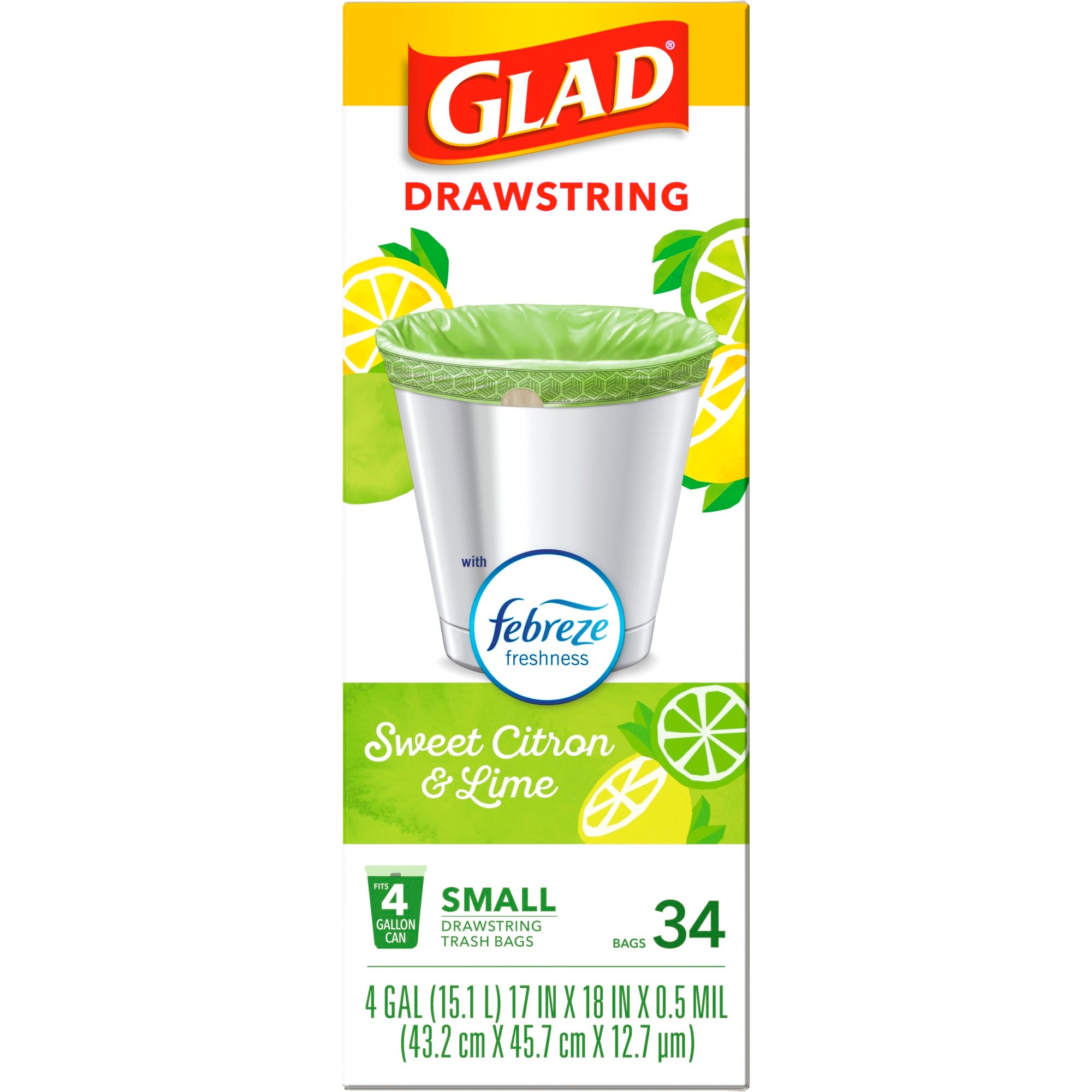 Glad OdorShield 4-Gallons Febreze Sweet Citron and Lime White