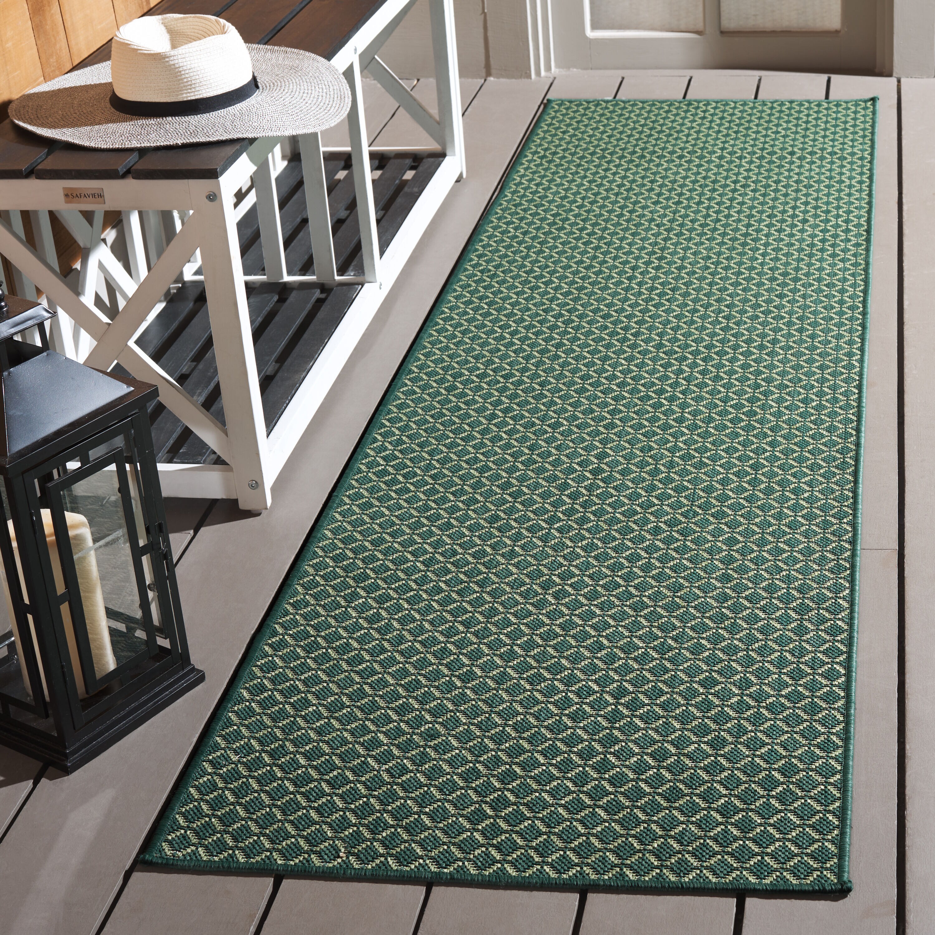 Safavieh Terrace 804Y Dark Green/Light Green 2 x 8 Rectangular Runner ...