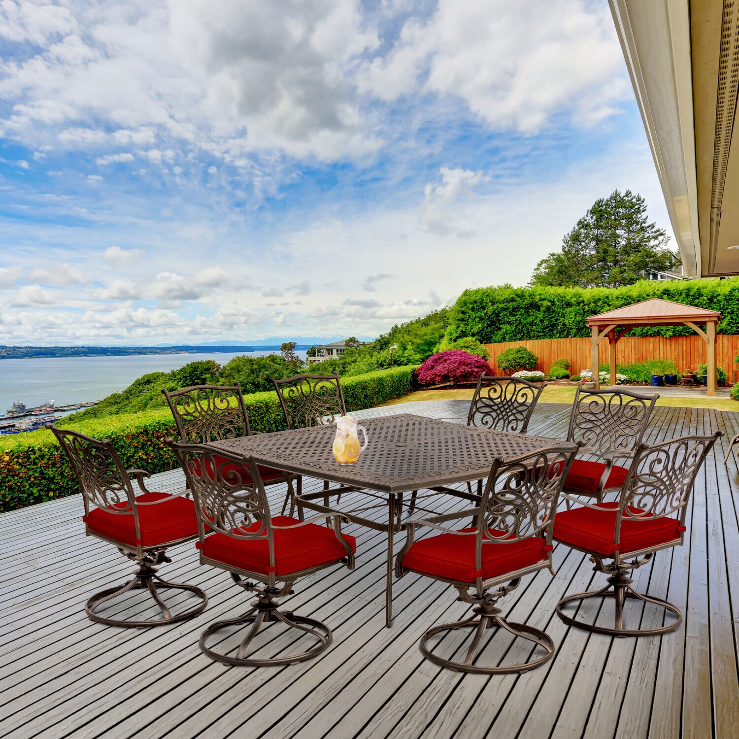 Hanover TRAD9PCSWSQ8-RED Patio-Dining-Sets - View #18
