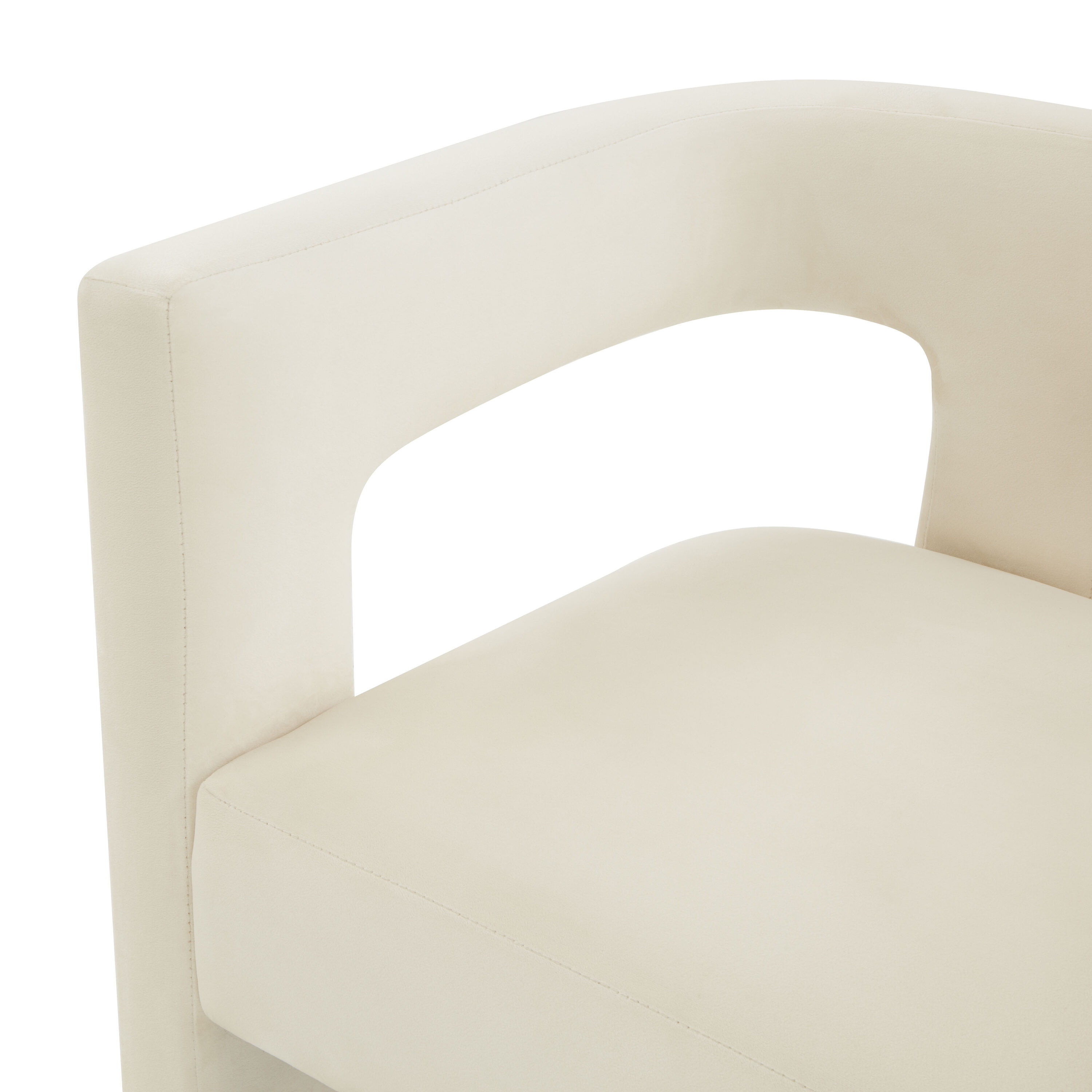Cream Velvet Handcrafted Contemporary Arm Chair