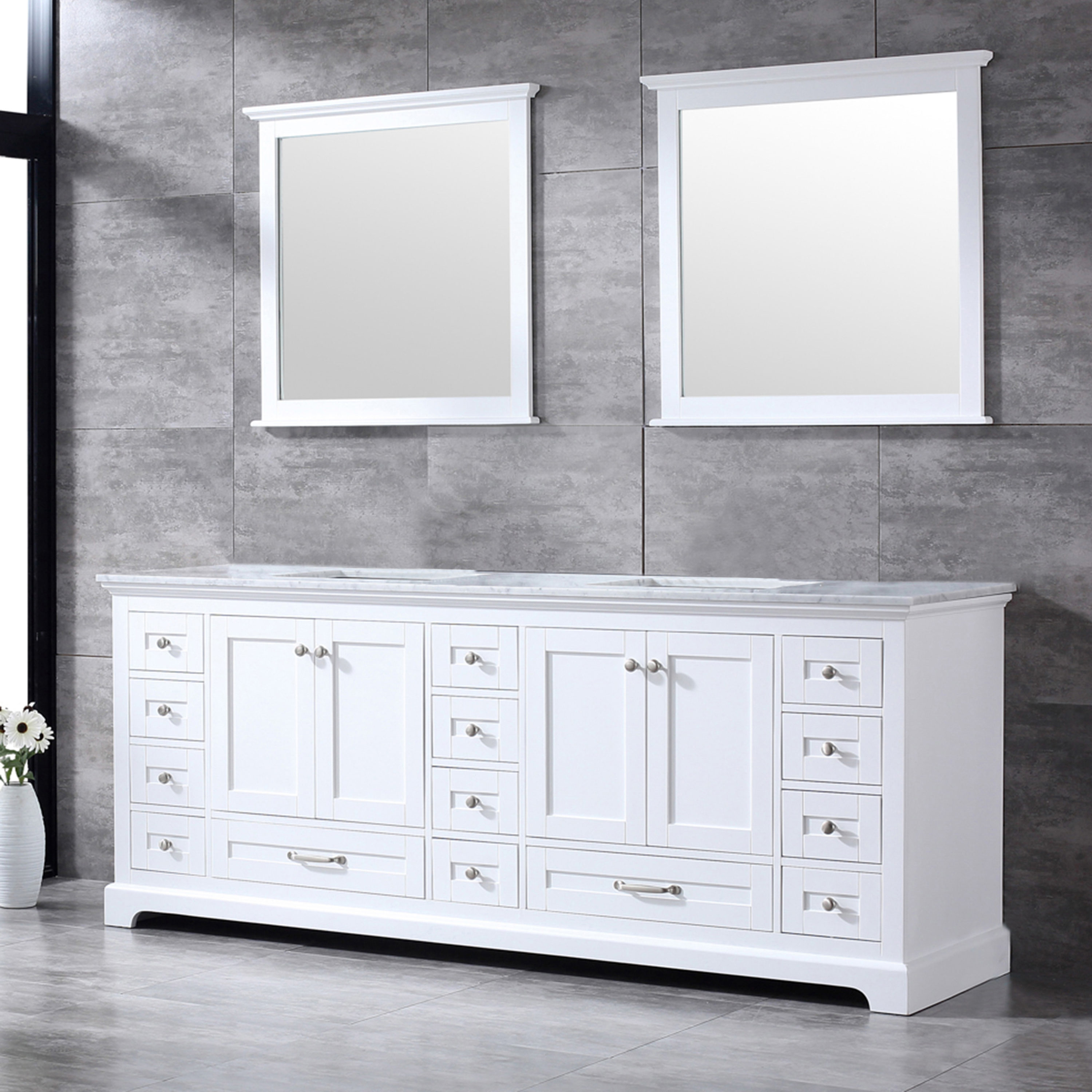 Lexora Dukes 84-in White Undermount Double Sink Bathroom Vanity with ...