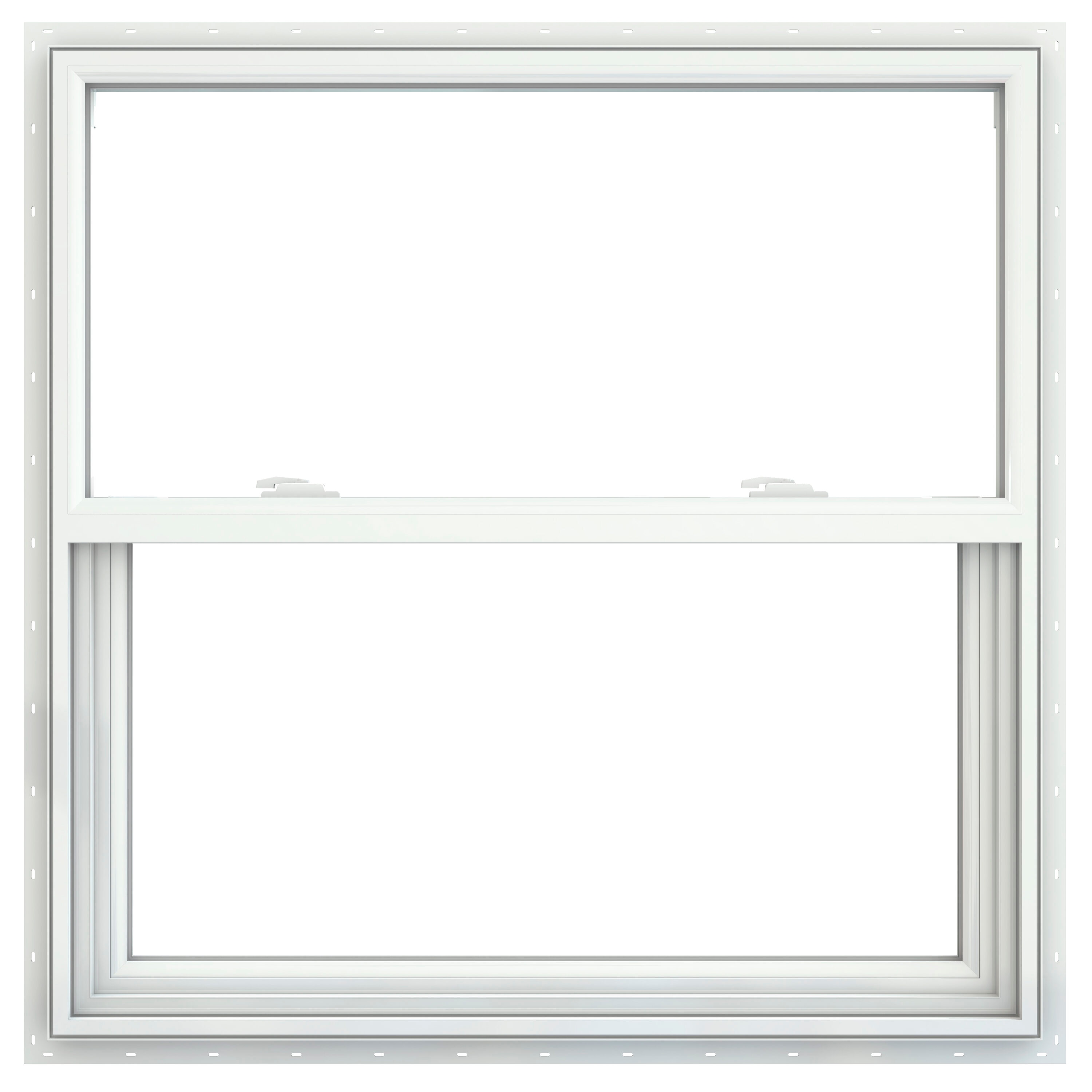JELD-WEN V-2500 35-1/2-in x 35-1/2-in White Exterior Vinyl New construction Single Hung Window Low-E Double Pane Glass (Full Screen Included) #JW234700168