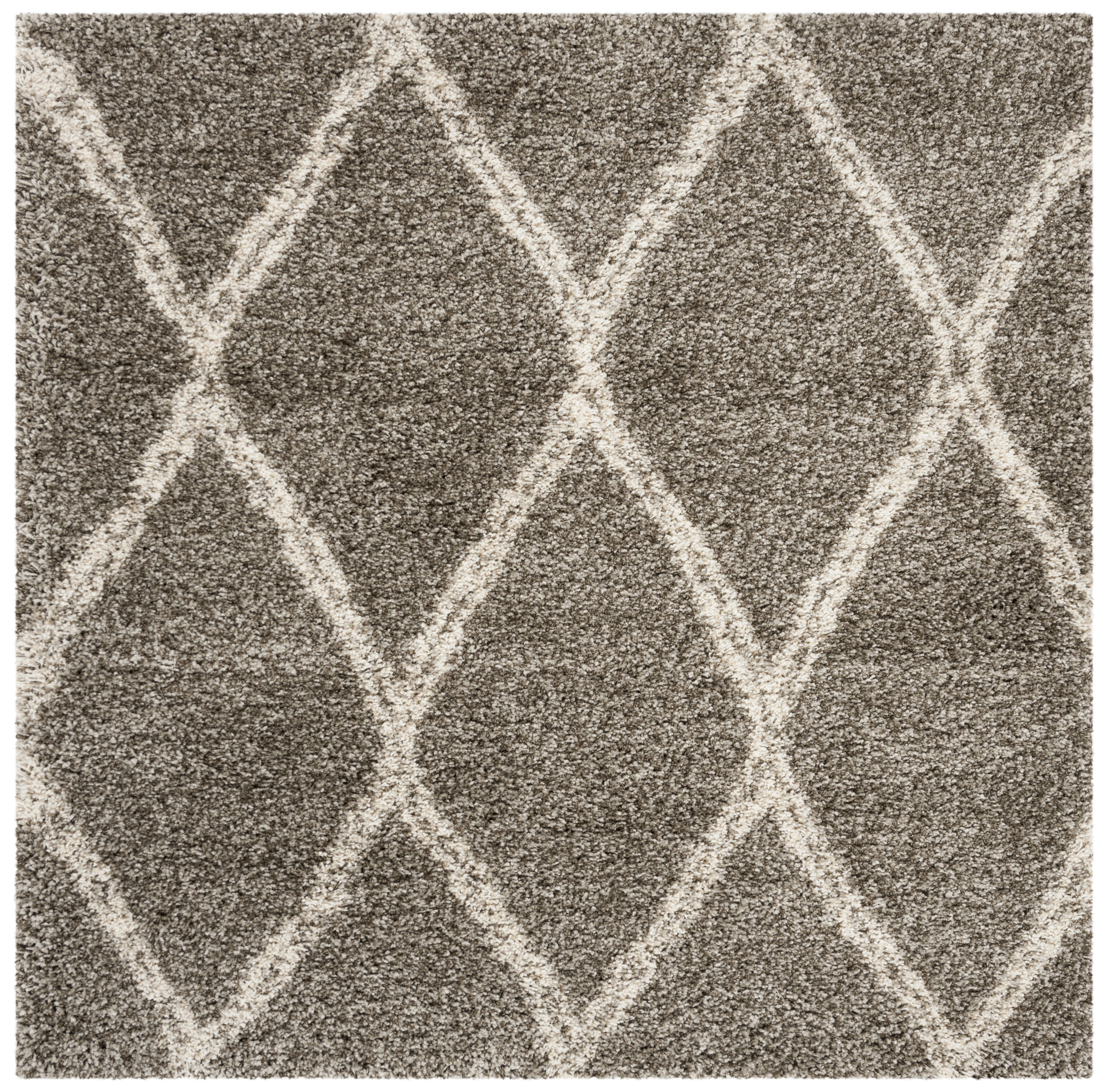 Safavieh SGH329B-7SQ Hudson Madison Shag 7 x 7 (ft) Loomed Polypropylene Gray/Ivory Square Indoor Trellis Area rug