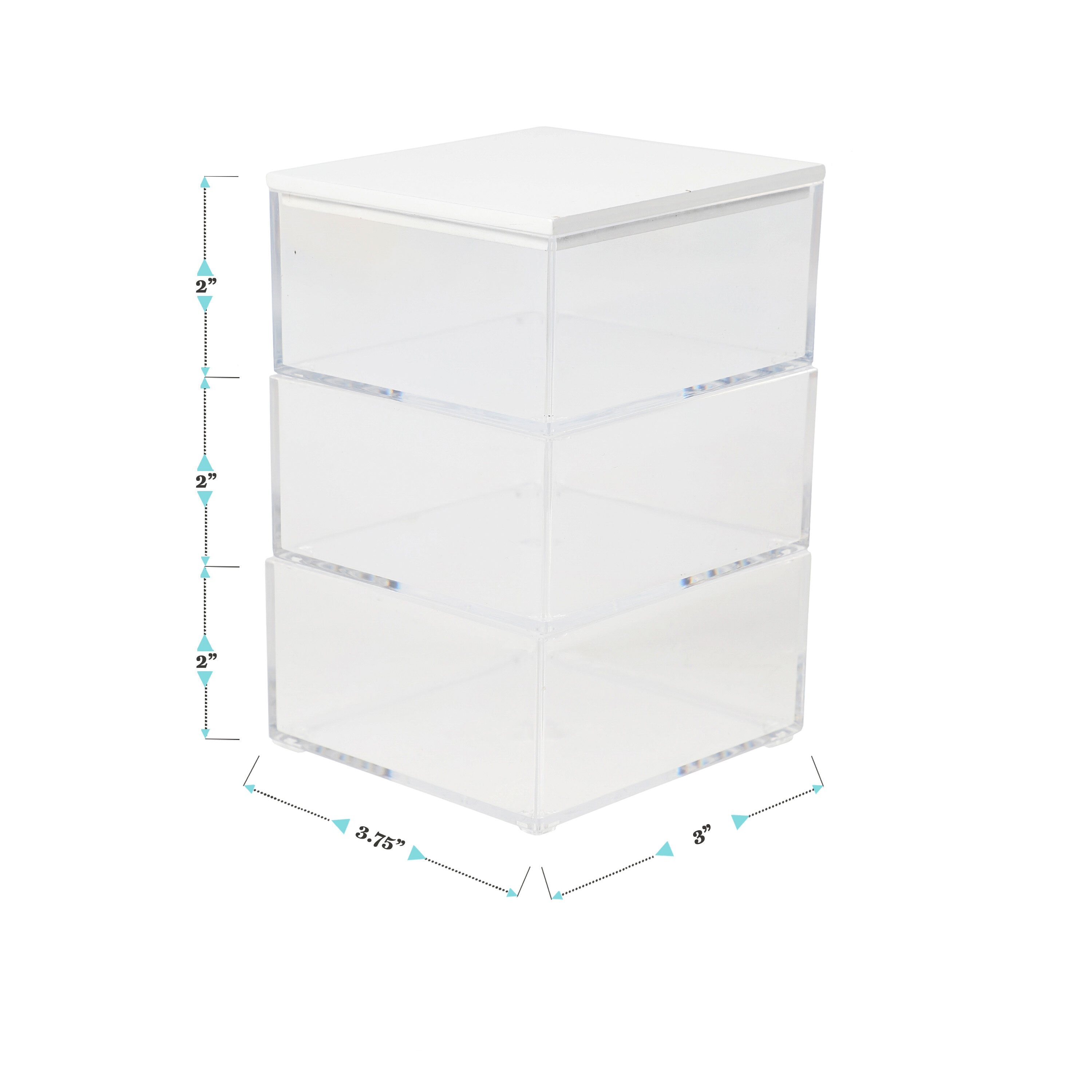 Small Clear Plastic Stackable Storage Bins with White Lid, 3 Pack