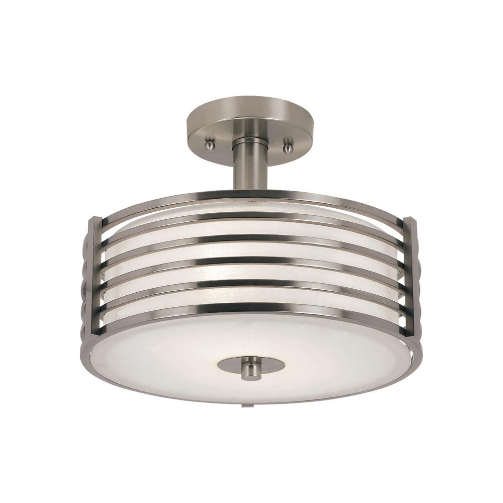 Lucid Lighting 10042 BN 2 -Light 15.75-in Brushed Nickel Semi Flush Mount Light