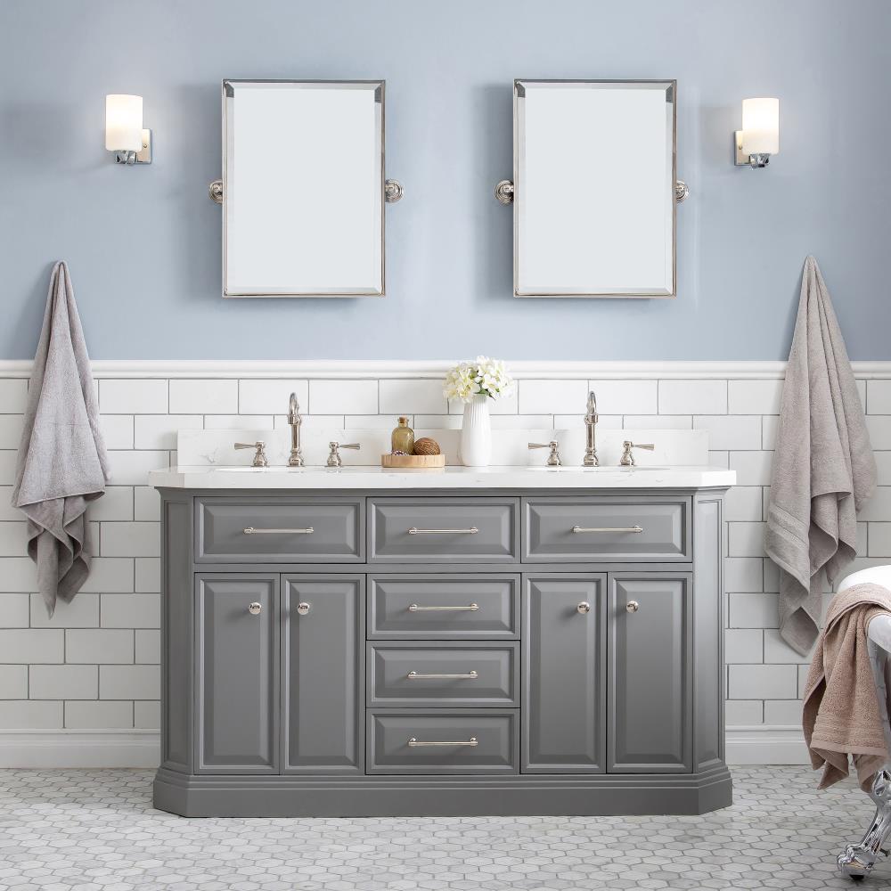 Water Creation Palace 60-in Cashmere Grey Undermount Double Sink ...