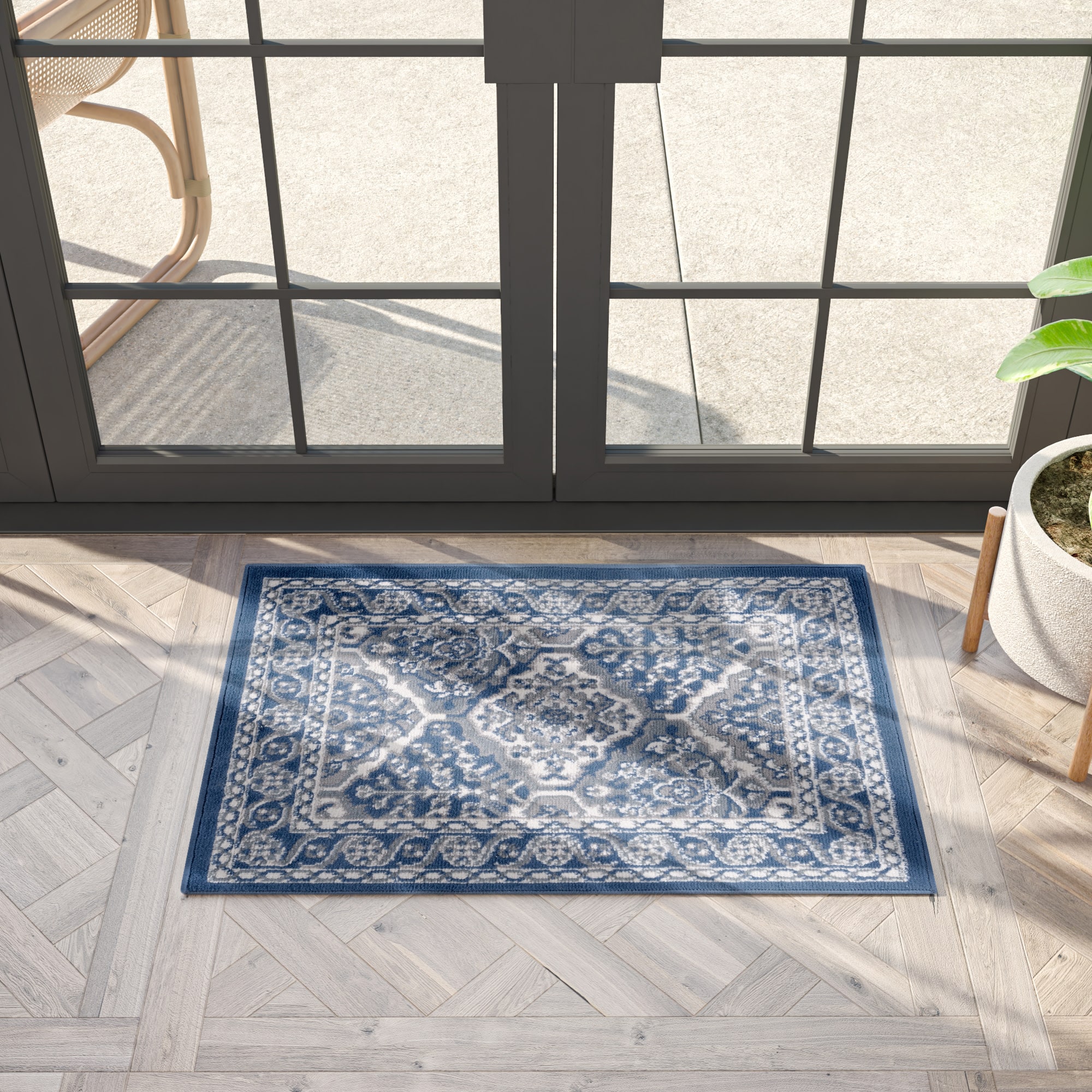 Tayse HMP4207 2X3 Hampton 2 x 3 (ft) Loomed Polypropylene Navy Rectangular Indoor Throw rug