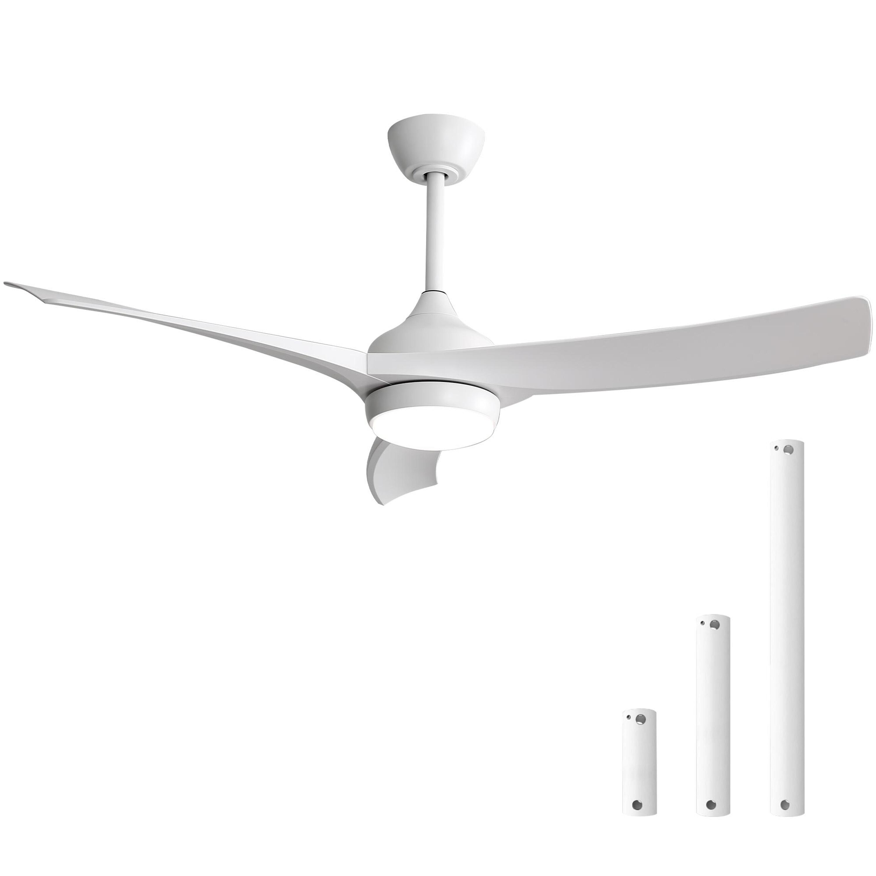 Bayfeve BFKS-85766-CF Adjustable Speed 52-in Color-Changing Integrated LED Outdoor White with ABS Blades Ceiling Fan With Light - Remote Included ( 3 -Blade )