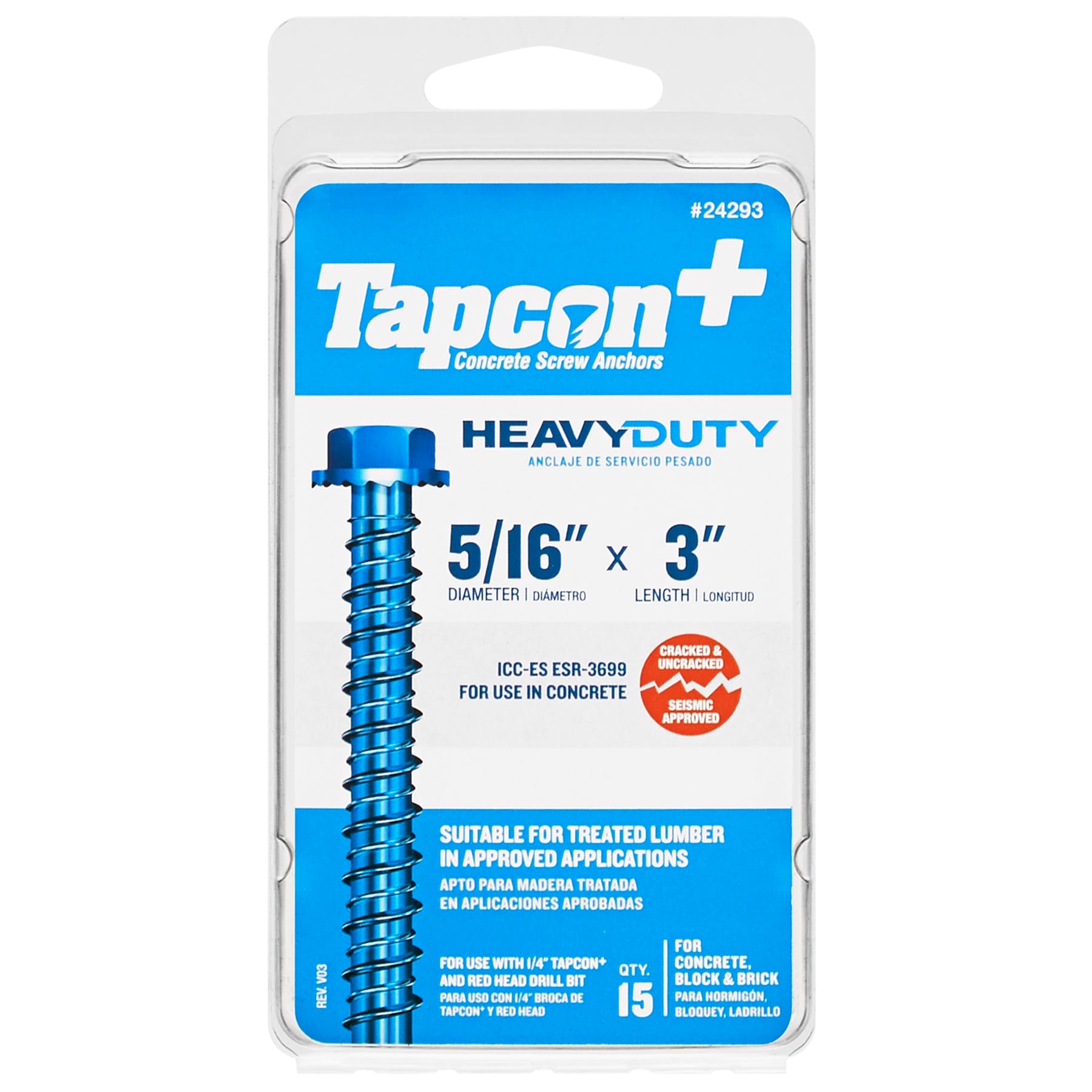 Tapcon + 5/16-in x 3-in Concrete Screw Anchors 15-Pack