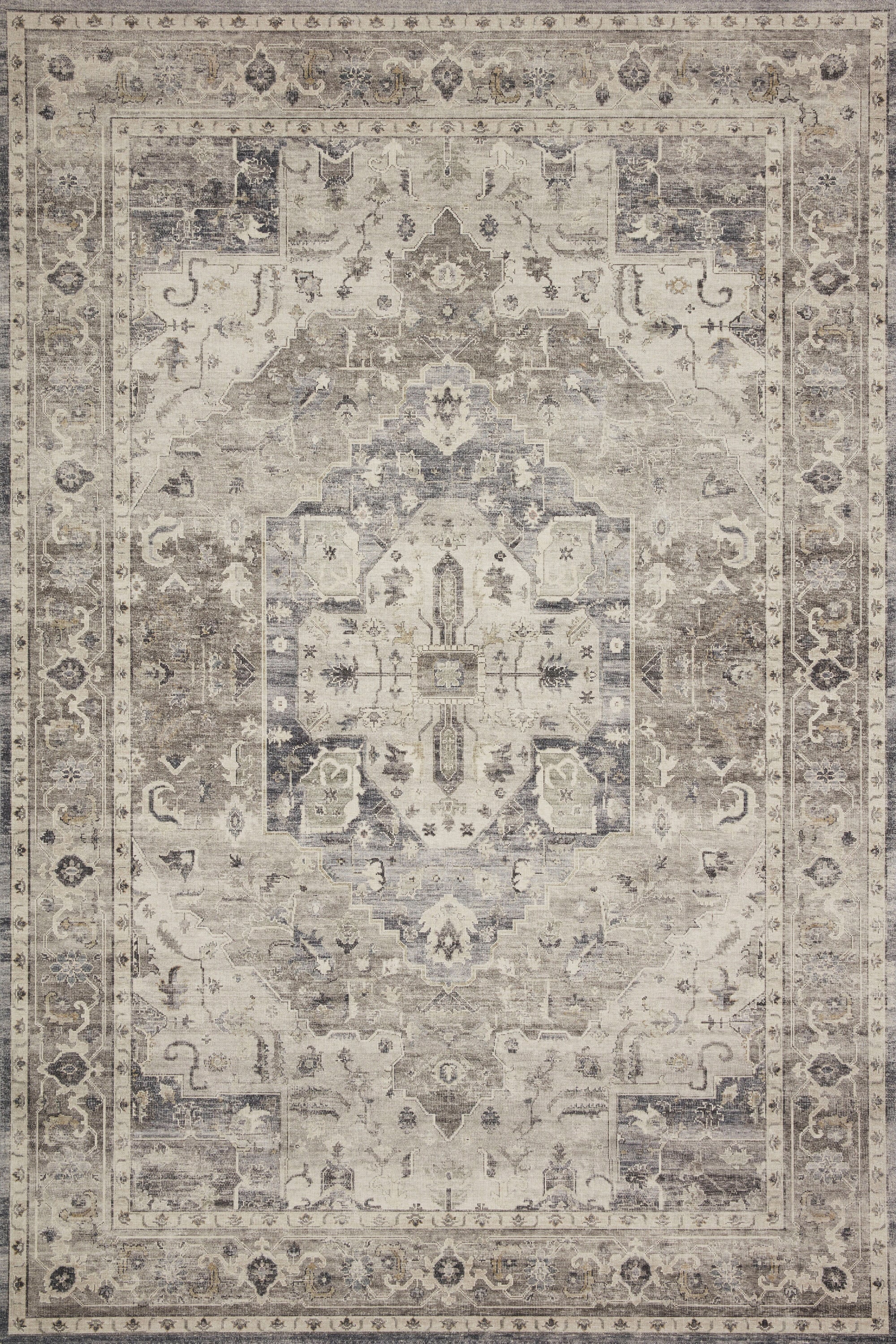 Ivory & Steel Oriental Inspired Easy-Care Synthetic Rug - 3'6" x 5'6"