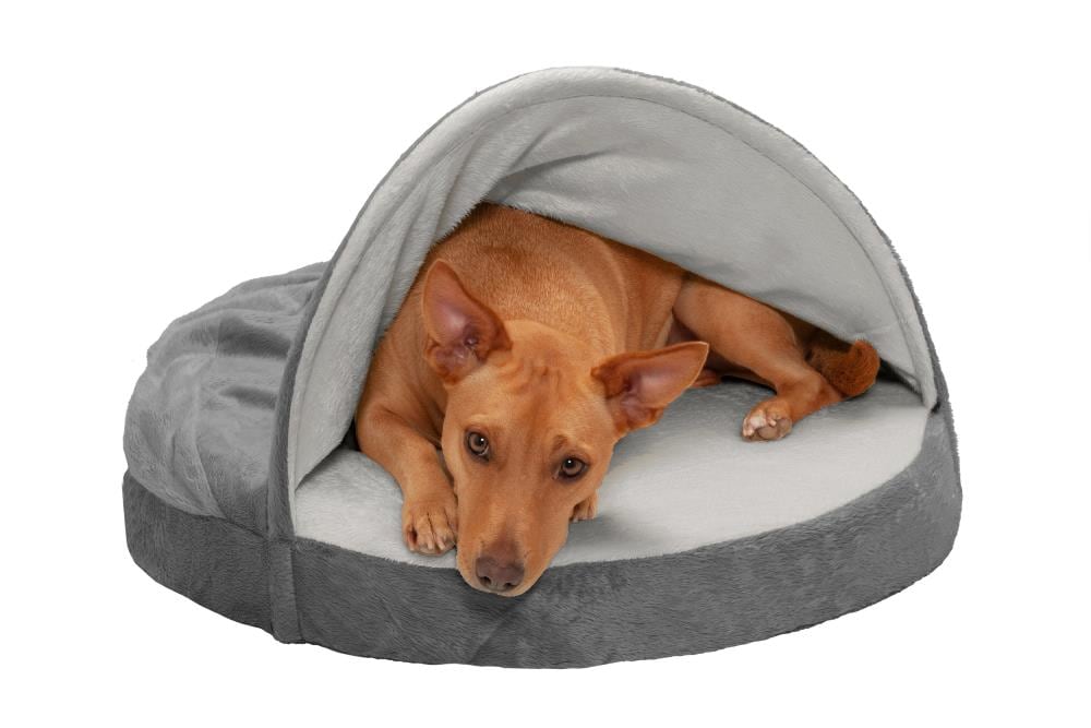 FurHaven Round Gray Polyester Enclosed Dog Bed (Small) in the Pet Beds ...