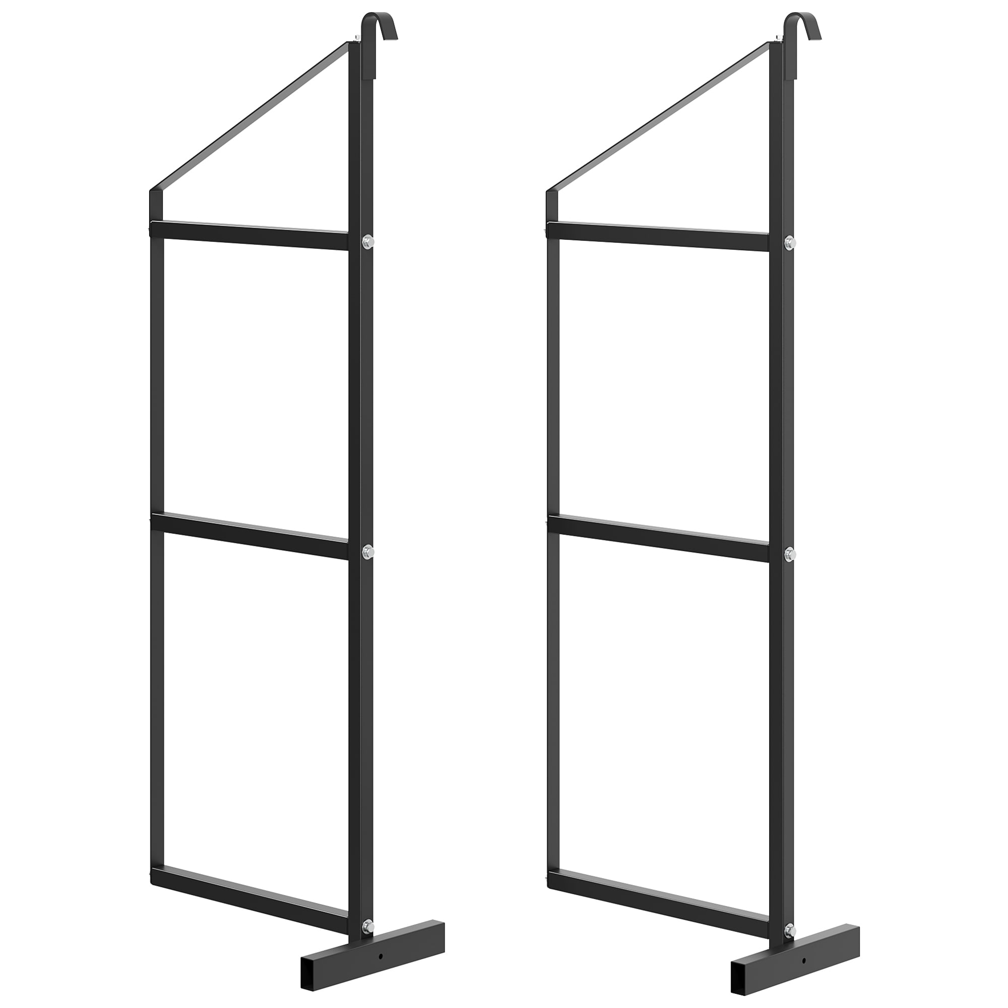 GarveeLife - 2 Pack 22x60 Container Shelf Brackets Black Steel 3 Tier 1100LBS Cargo Garage
