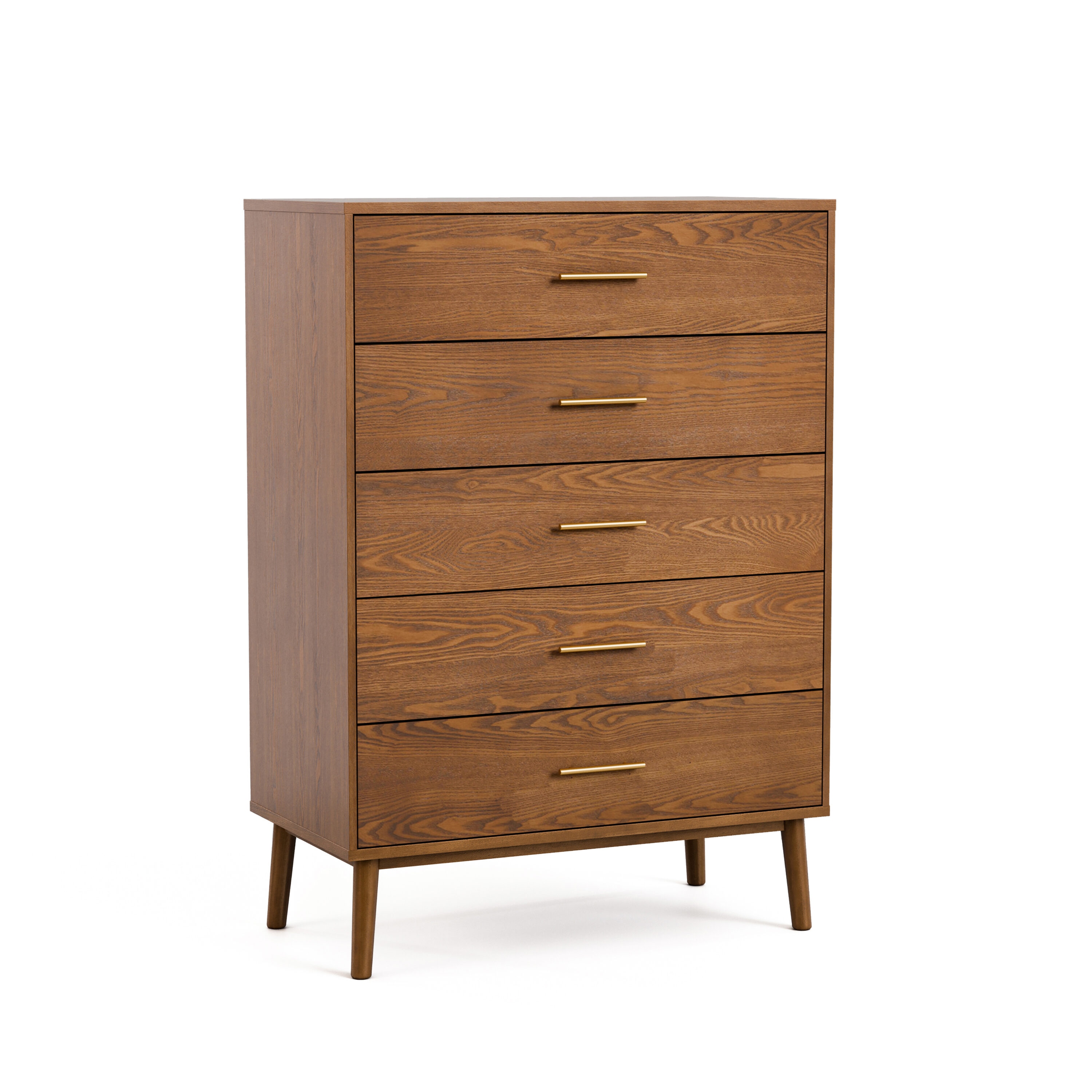 Furniture of America IDF-7220WN-C Riverstone Walnut Rubberwood 5 -Drawer Standard chest