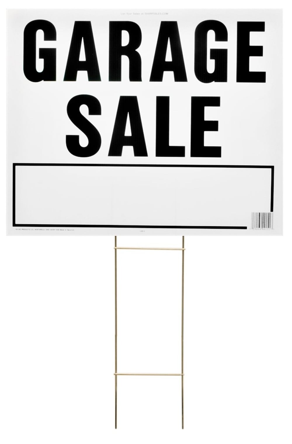 Hy-Ko Products  LGS-2 Garage Sale Corrugated Plastic Sign w/H Bracket 19 x 24 Black/White 1 Piece