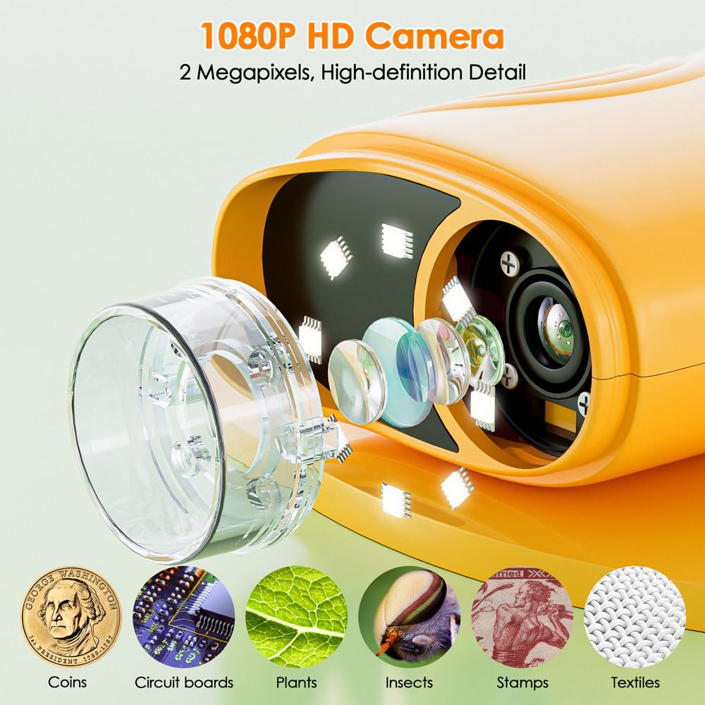 Afoxsos Kids Digital Microscope with Two Inch Screen 1000X ...