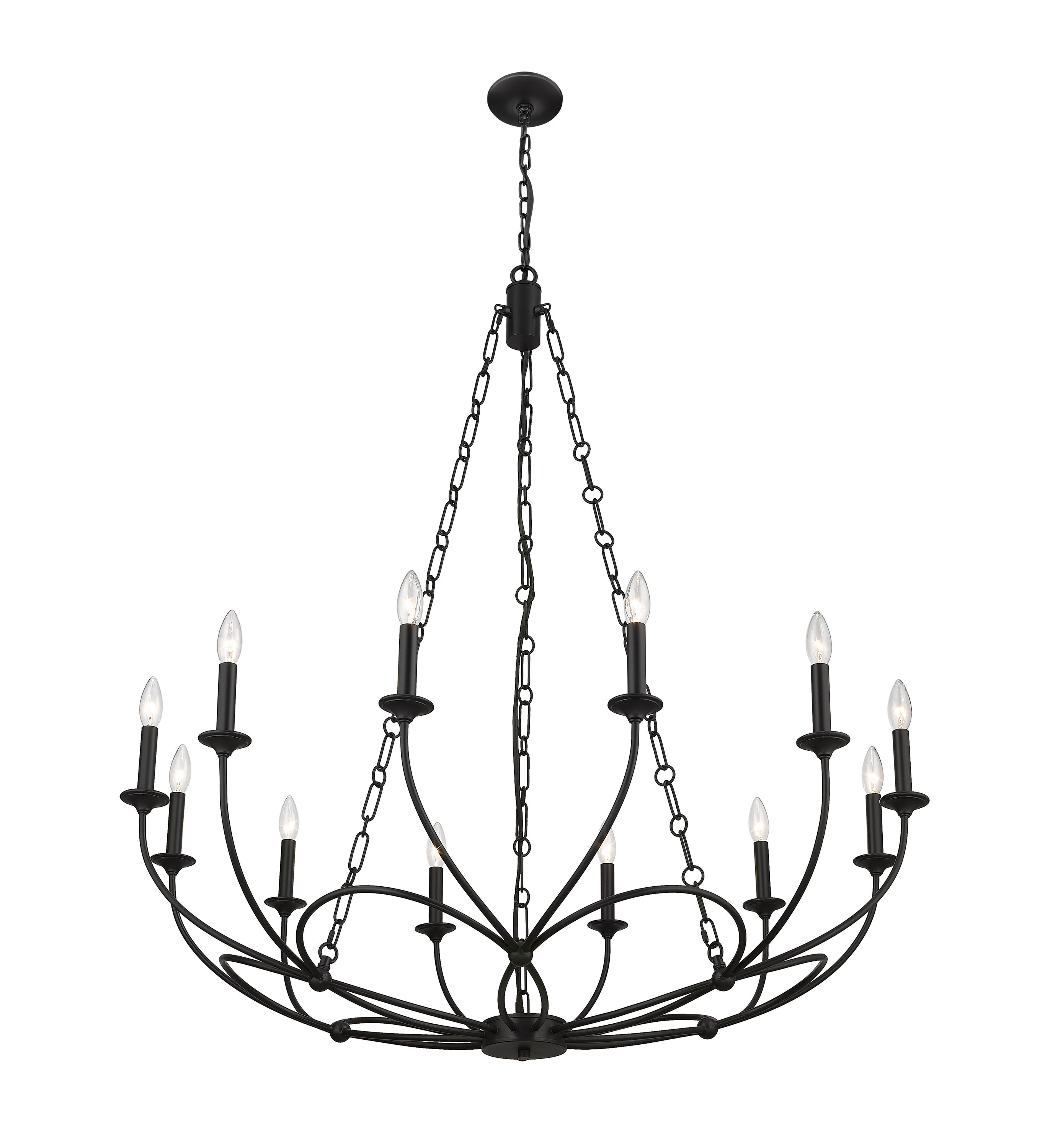 Arabella Matte Black 12-Light Candle Style Chandelier