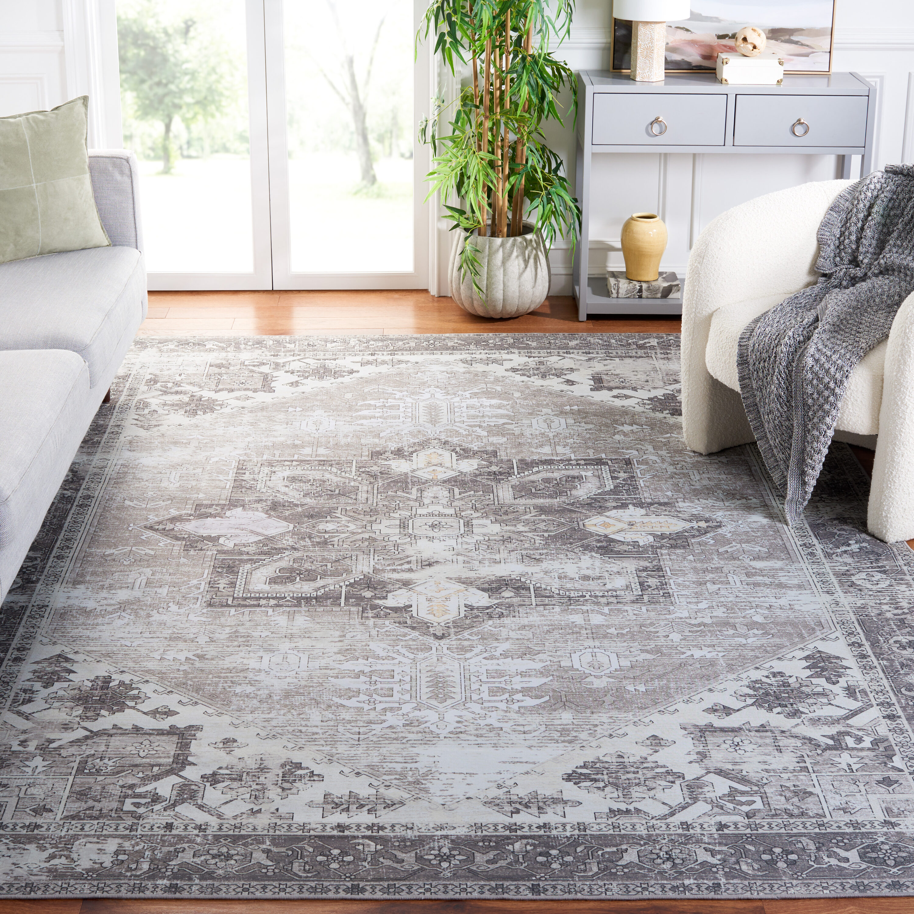 Safavieh TSN102W-9 Tucson 9 x 12 (ft) Loomed Polyester Sage/Ivory Rectangular Indoor Border Machine washable Area rug