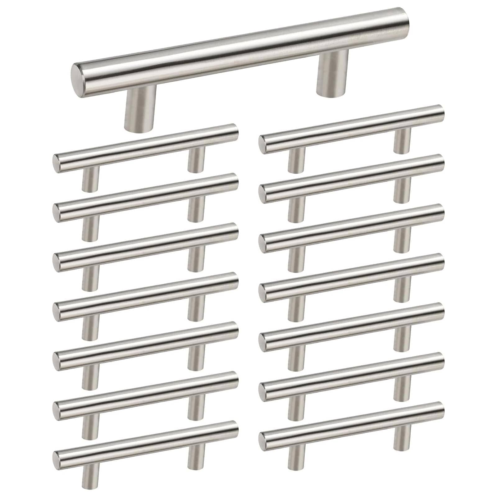 Etokfoks  15 Pack Brushed Nickel Cabinet Pulls 3 in Center to Center 5 in Overall Stainless Steel Handles for Kitchen Bathroom Drawer Cabinet