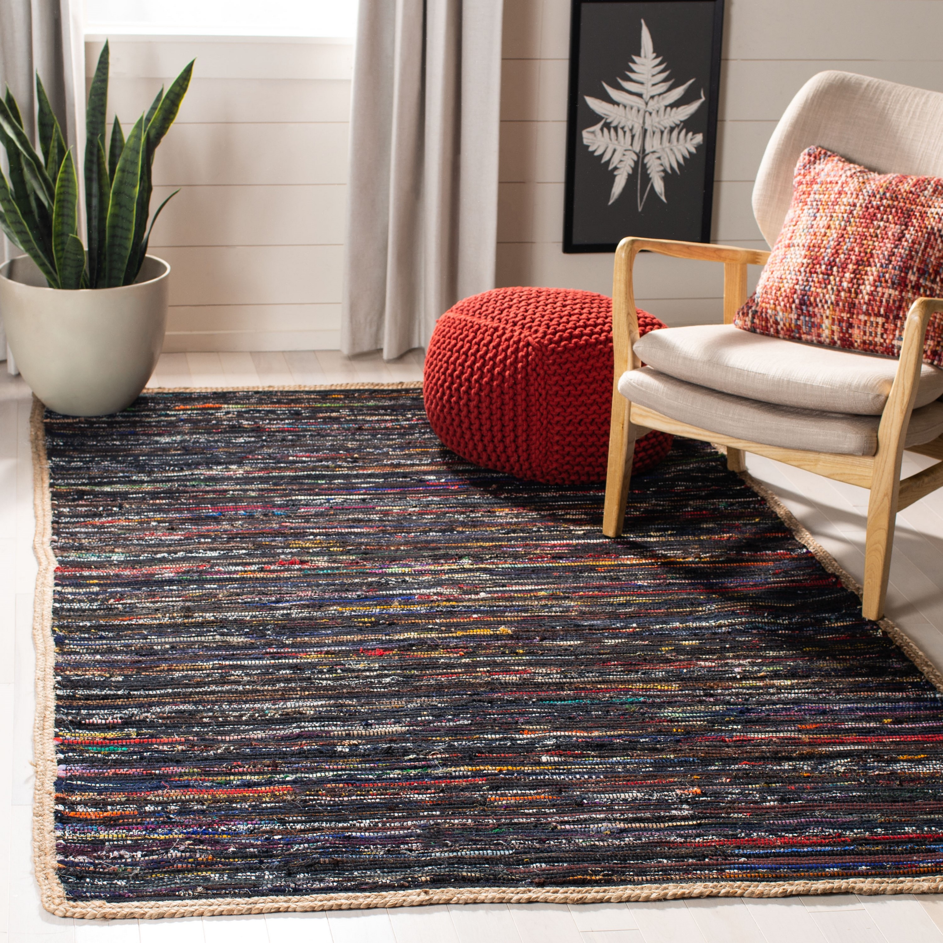 Safavieh MTK960Z-5 Montauk Gulea 5 x 8 (ft) Synthetic Black/Natural Rectangular Indoor Abstract Area rug