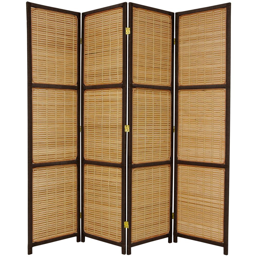 Red Lantern 4-Panel Dark Brown Wood Folding Coastal Style Room Divider ...