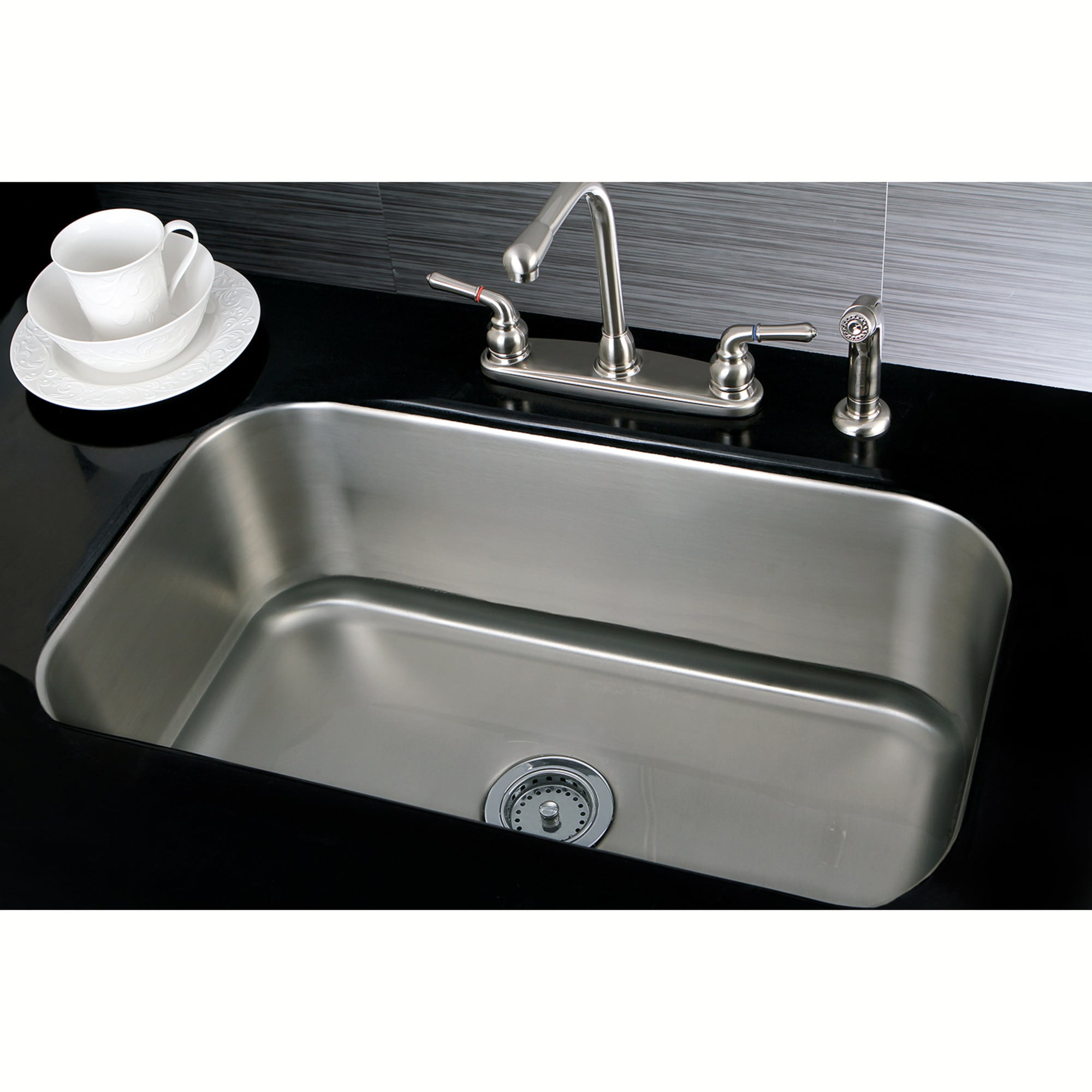 Elements of Design EB758SP Magellan Satin nickel Double Handle Deck-mount Kitchen Faucet ( Deck Plate Included ) ( Side Sprayer Included )